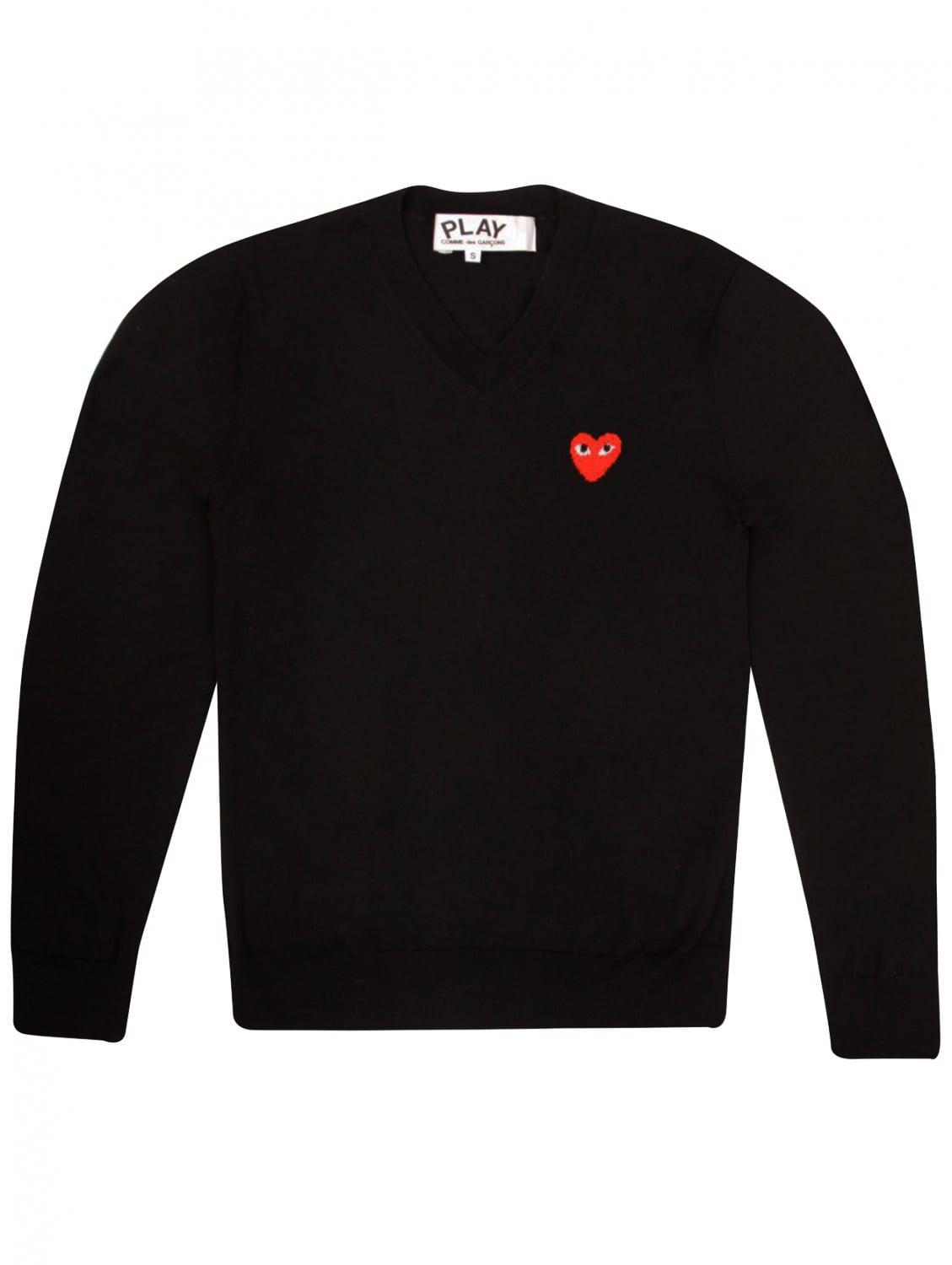 Comme des GarÃ§ons Wool Play Women's Intarsia V-neck Jumper Black - Lyst