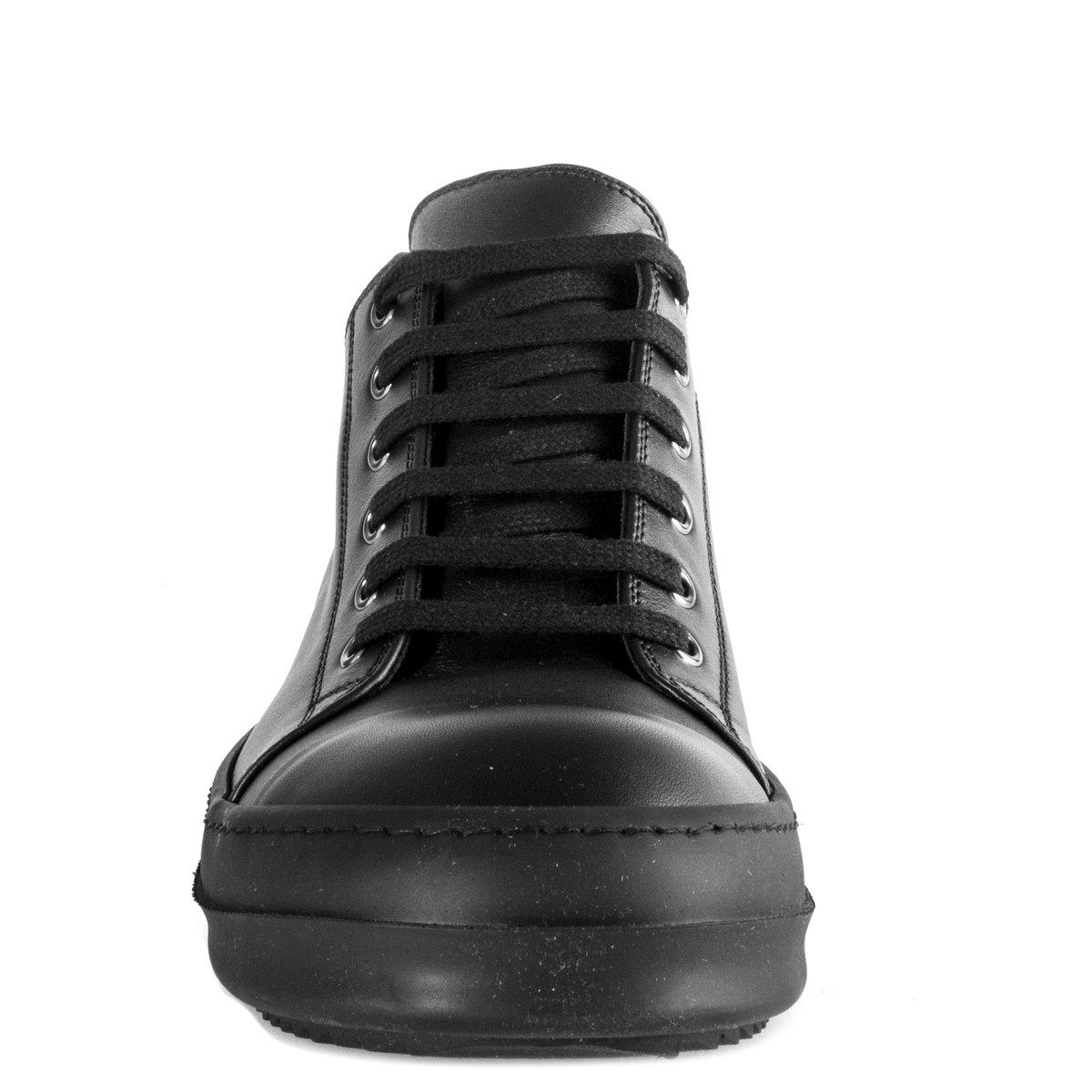 Rick Owens Low Top Leather Sneakers in Black/Black (Black) for Men - Lyst
