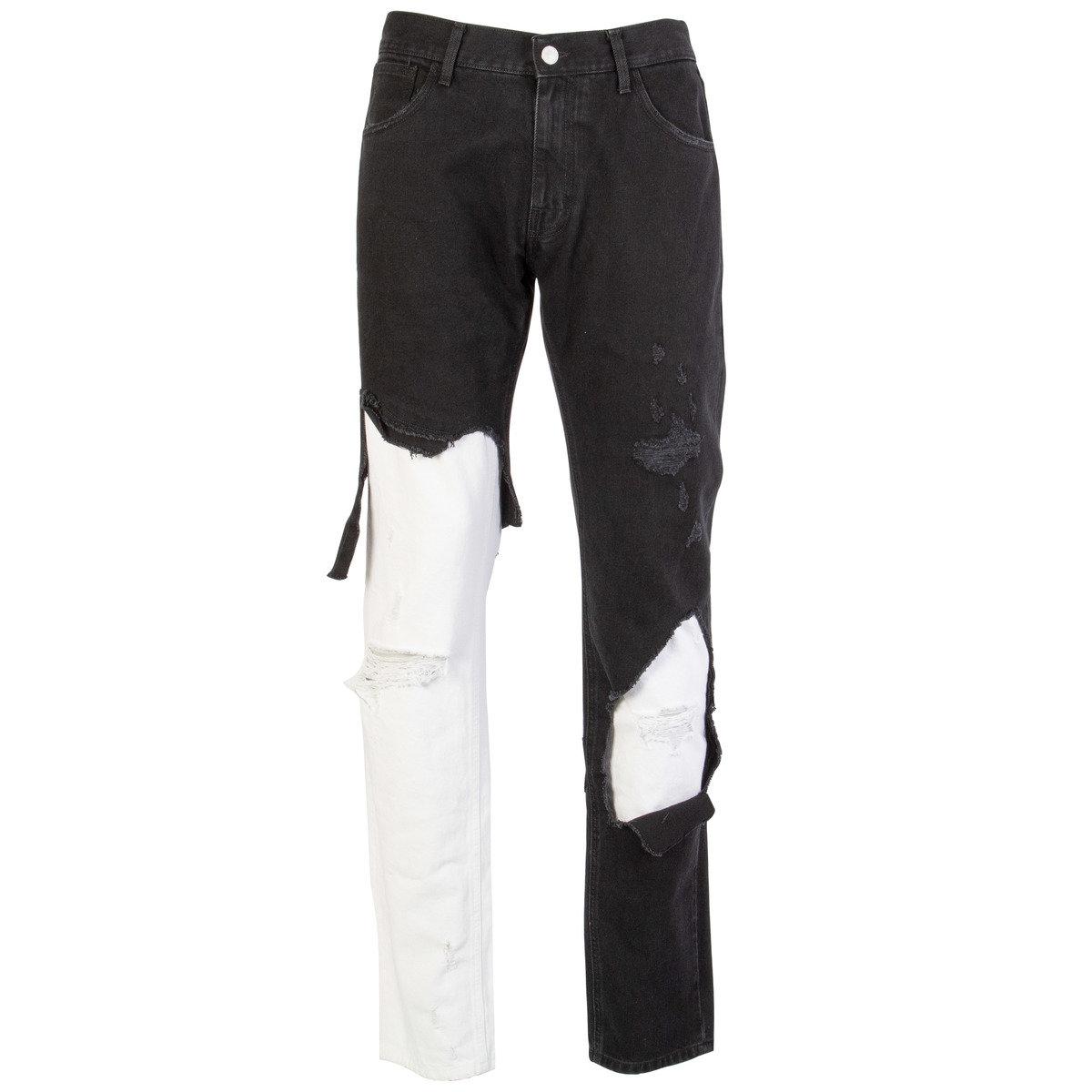 Raf Distressed Double Layered Slim Jeans Black/white for -