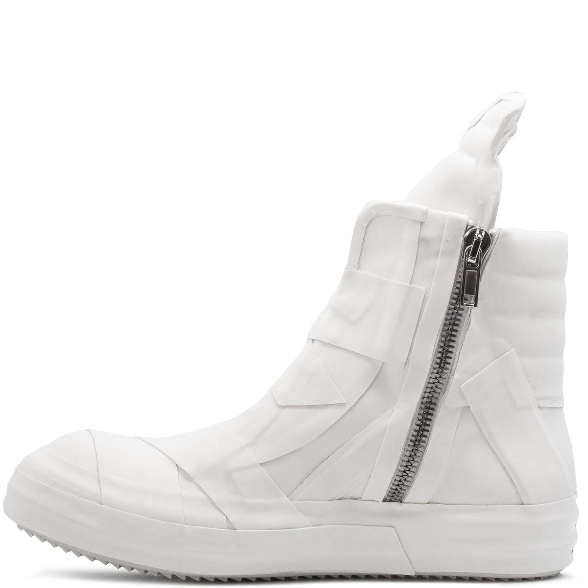 Rick Owens Rubber Panelled Geobasket Sneakers in White for Men | Lyst