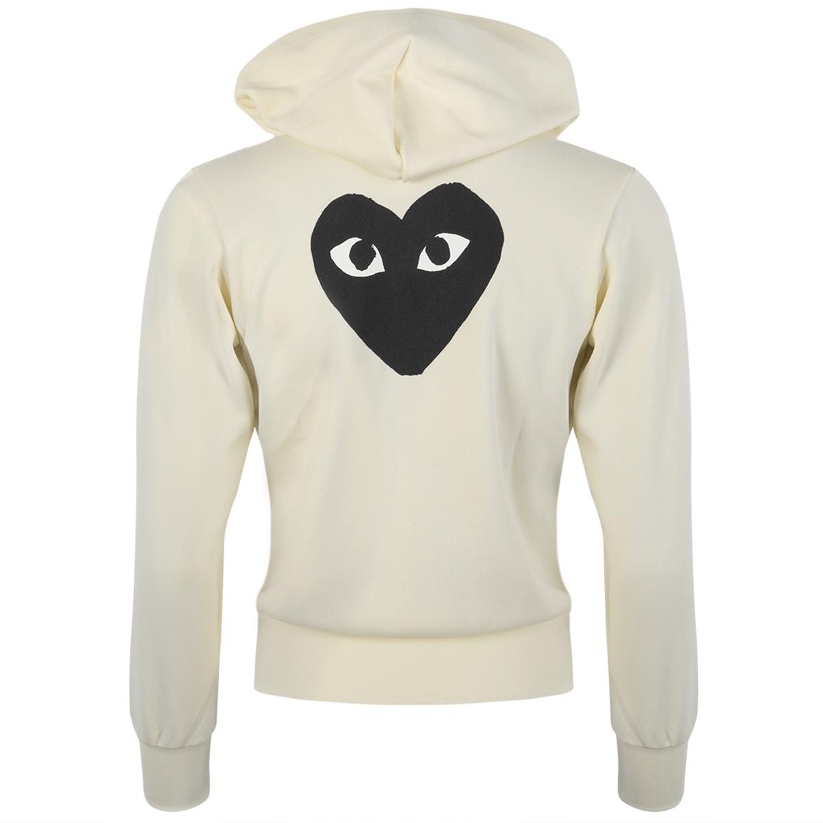 COMME DES GARÇONS PLAY T253 Black Heart Hoodie Ivory in White - Lyst