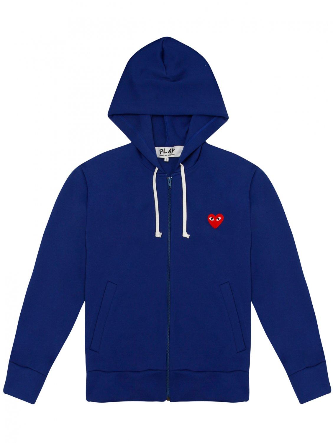 Lyst - Comme Des Garçons Play Mens Red Heart Zip Hoodie Blue in Red for Men