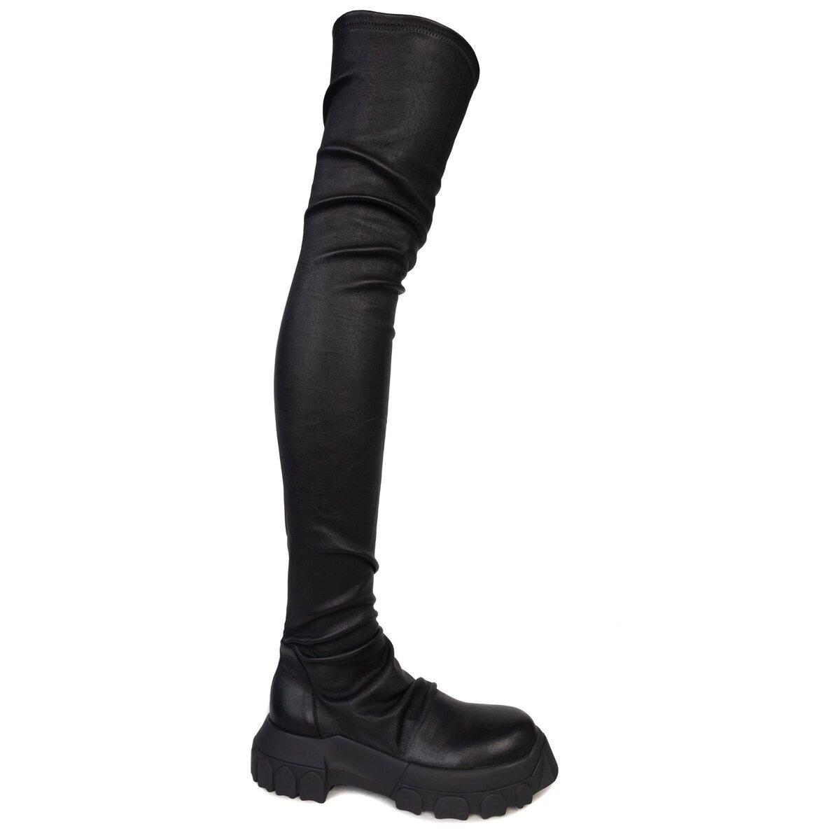 Rick Owens Knee-high Stocking Sneakers In Black/black | Lyst