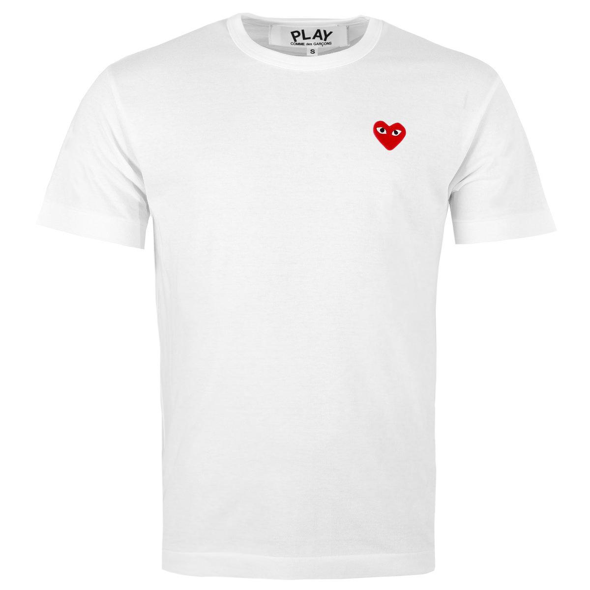COMME DES GARÇONS PLAY Cotton T108 Classic Red Heart T-shirt in White ...
