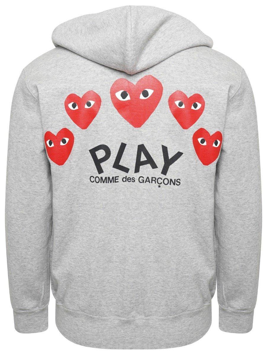 COMME DES GARÇONS PLAY T250 Red Heart Zip-up Hoodie Grey in Gray for ...