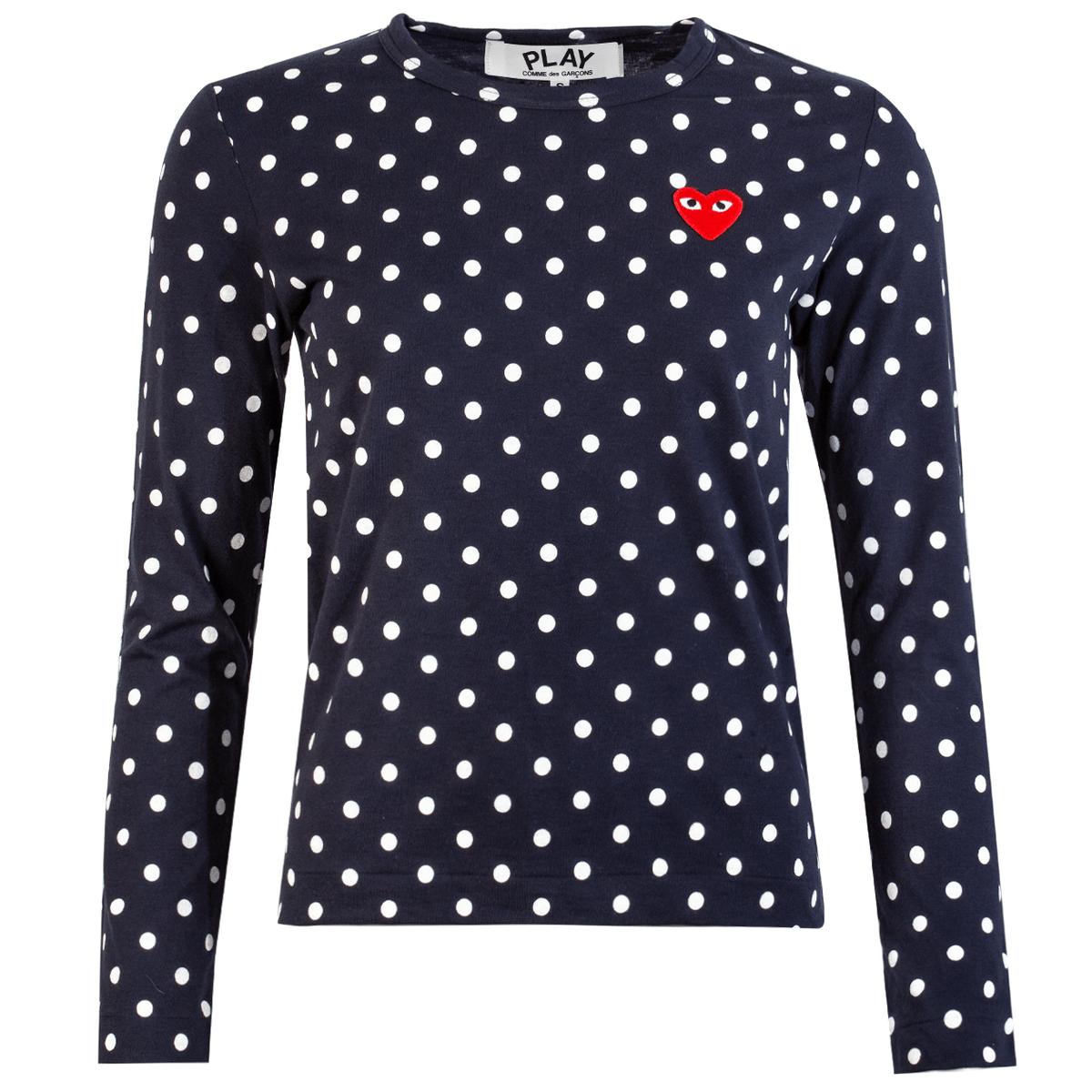COMME DES GARÃONS PLAY Cotton T165 Polka Dot Long Sleeved T-shirt Navy in Blue - Save 53% - Lyst
