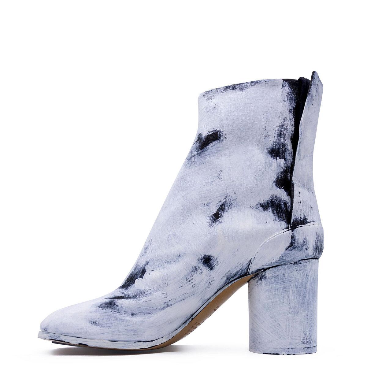 Maison Margiela Tabi Painted Leather Ankle Boots In Black/white | Lyst