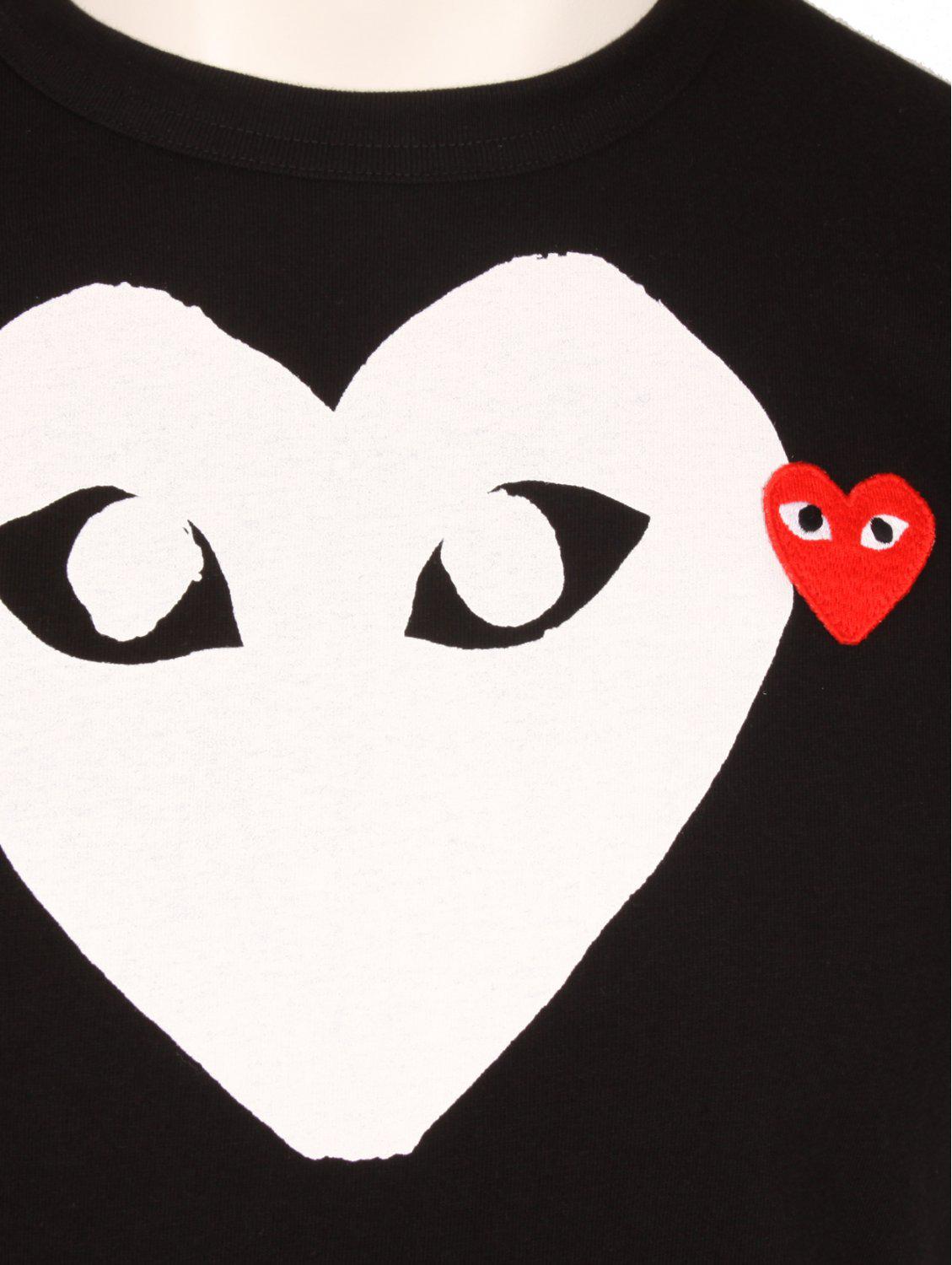 Comme des Garçons Cotton Play Mens White Heart Logo T-shirt Black for ...
