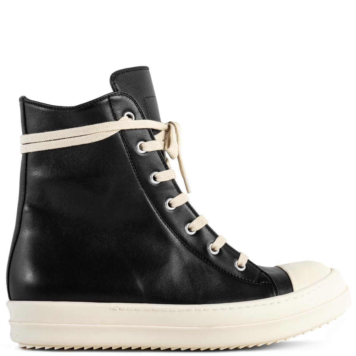 Rick Owens Hi Top Leather Sneakers In Black - Save 30% - Lyst