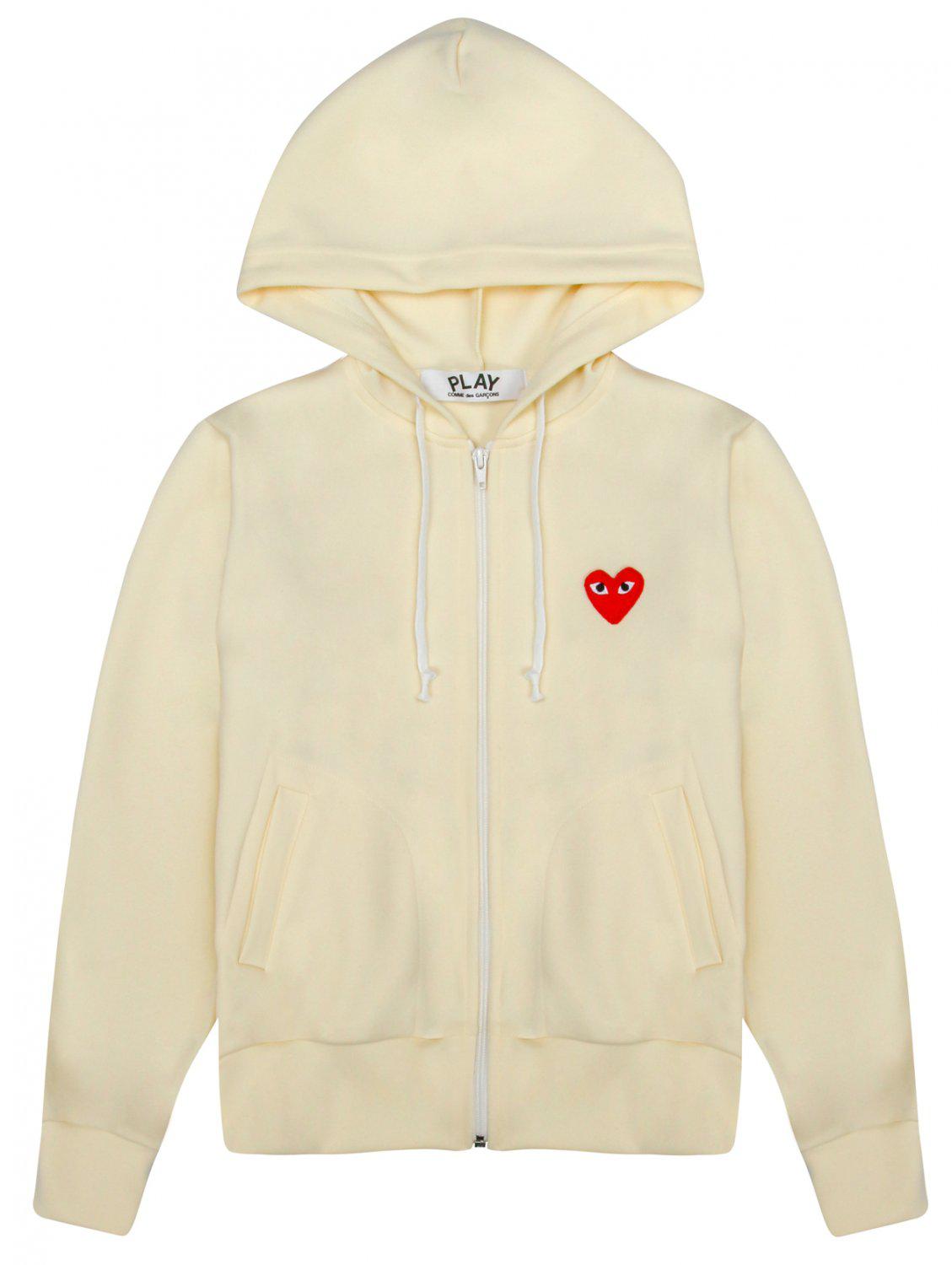 Lyst - Comme Des Garçons Play Womens Red Heart Hoodie Off White in Red ...