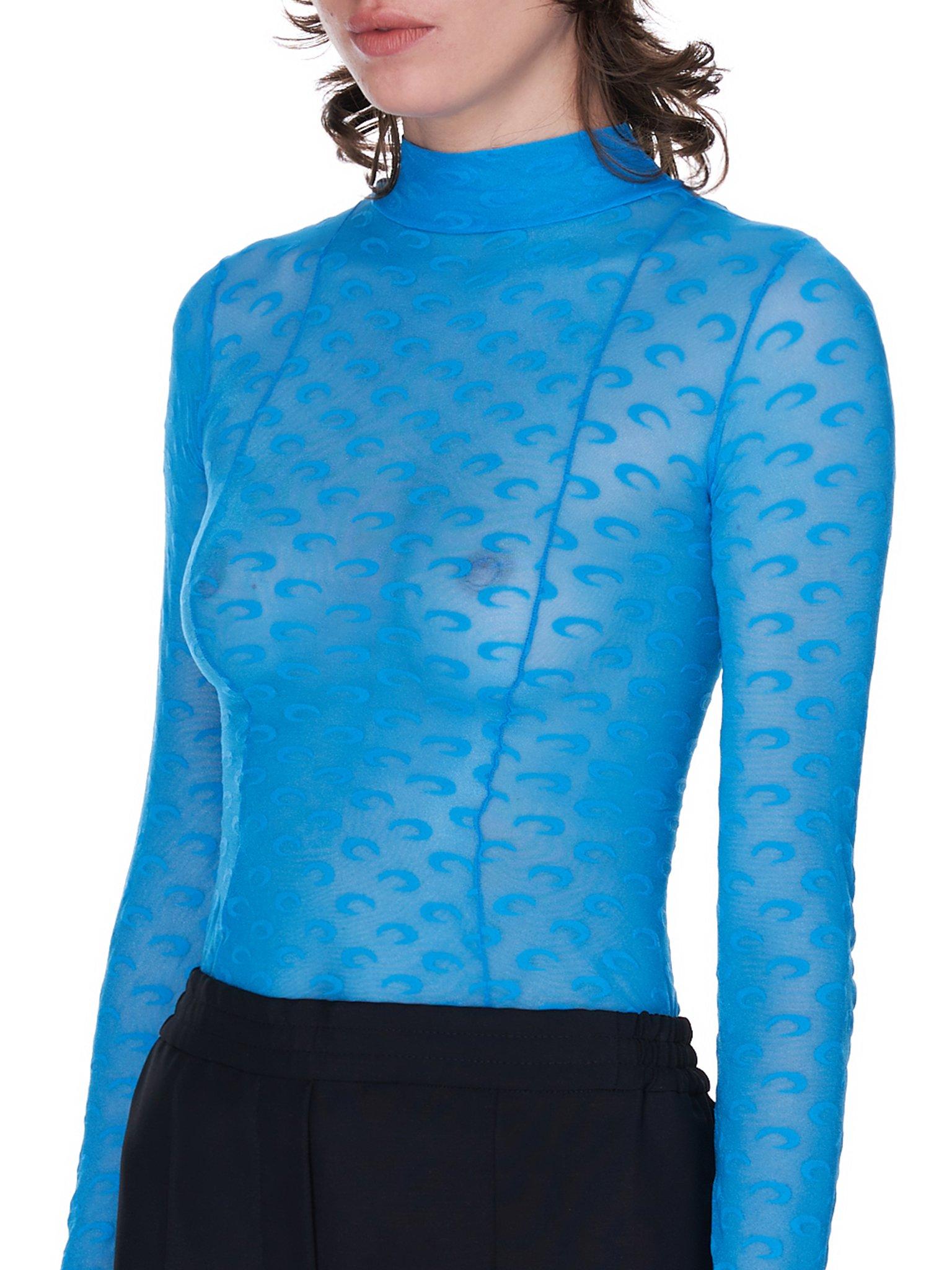 Marine Serre Synthetic Sheer Moon Jacquard Top in Cobalt (Blue) | Lyst