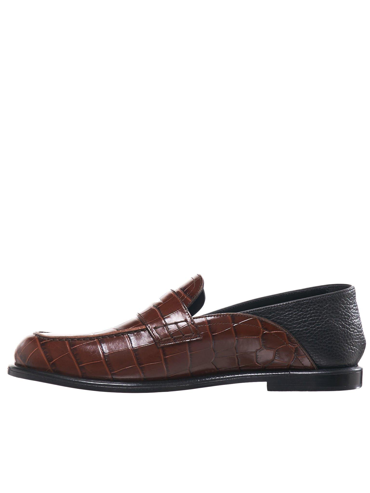 croc effect leather loafers