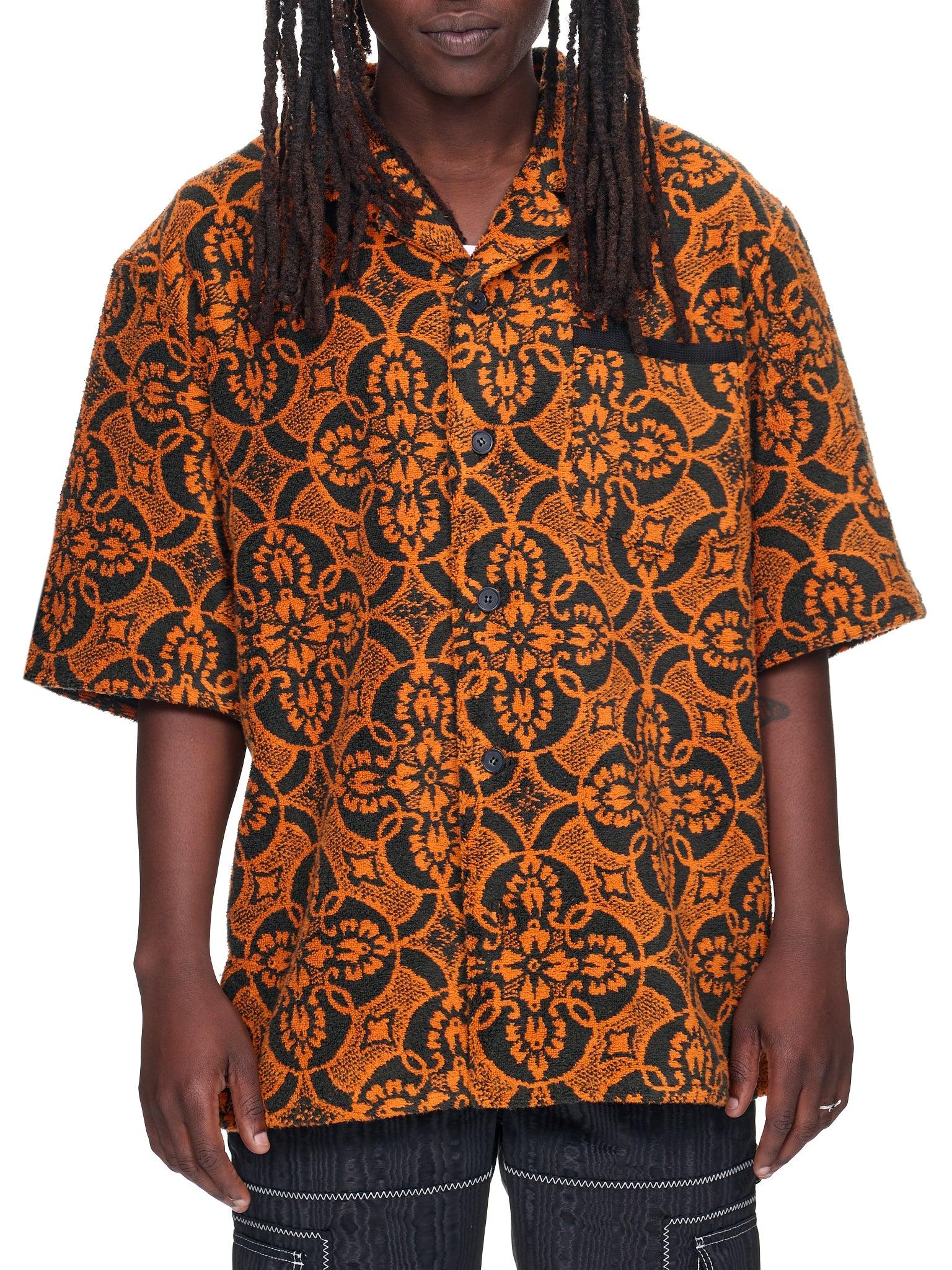 Marine Serre Oriental Terry Bowling Shirt in Brown for Men | Lyst