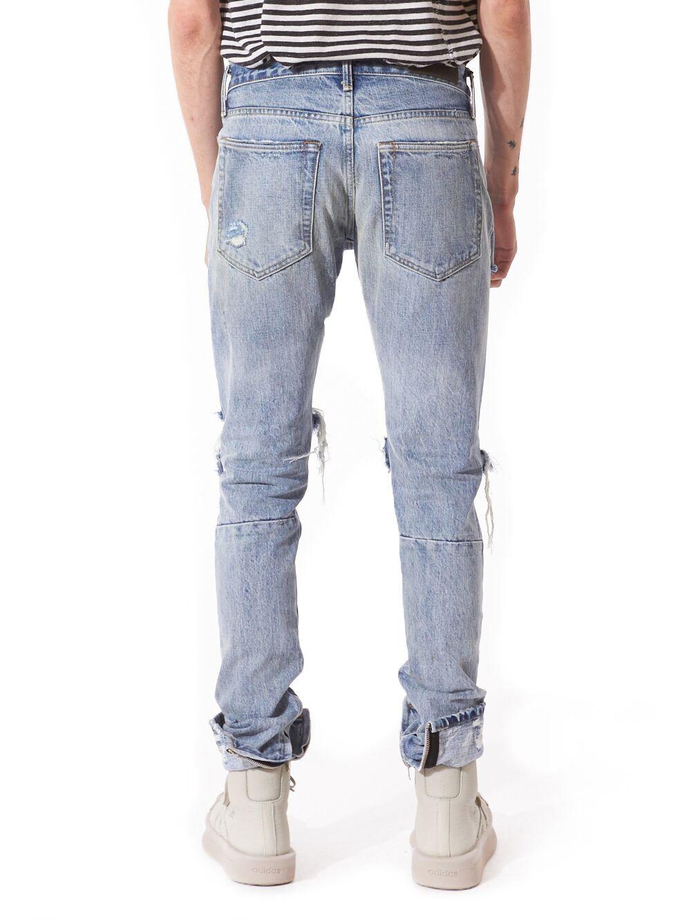 indigo distressed denim fear of god