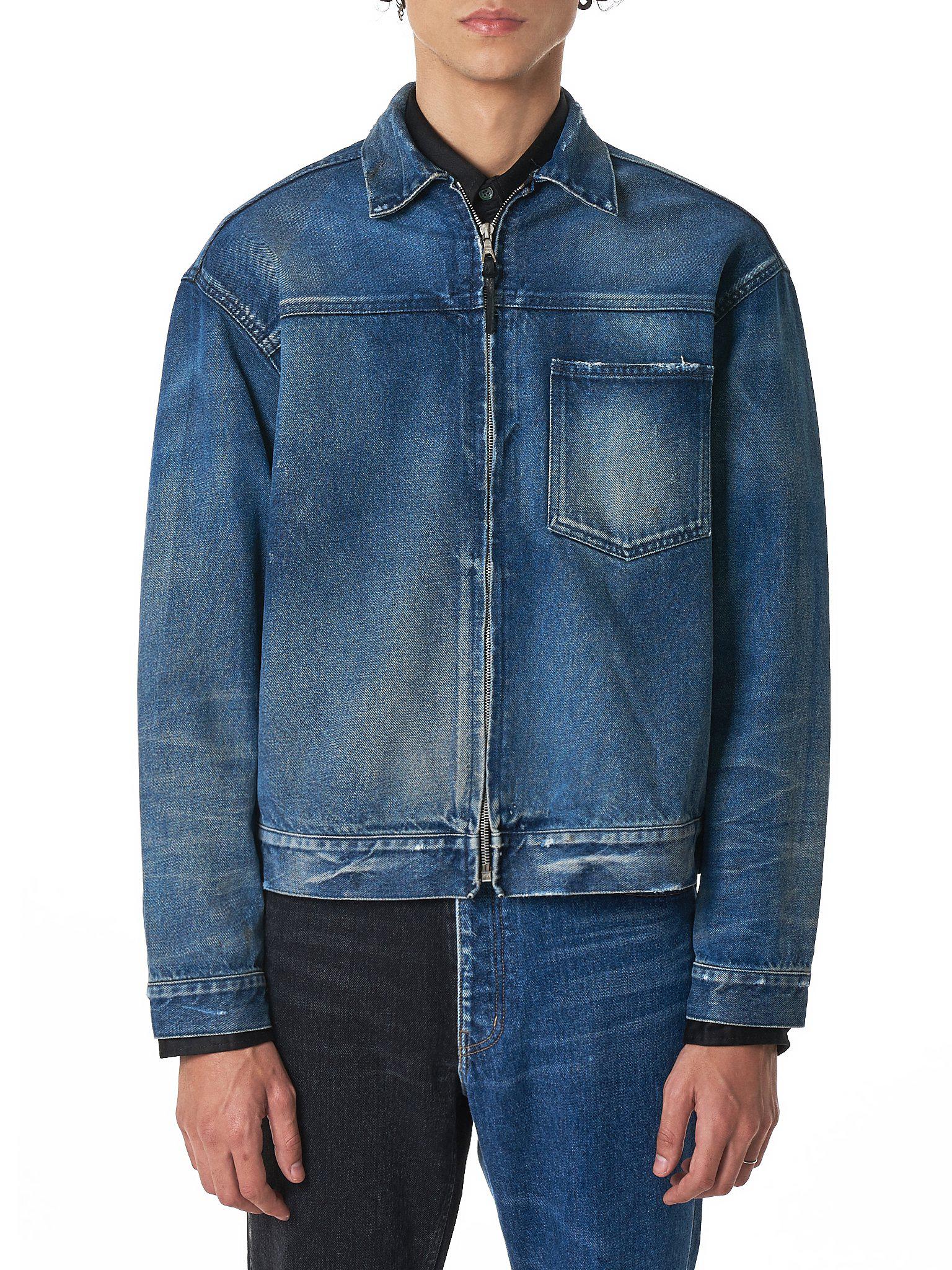 John Elliott Distressed Zip Denim Jacket in Indigo (Blue) for Men - Lyst