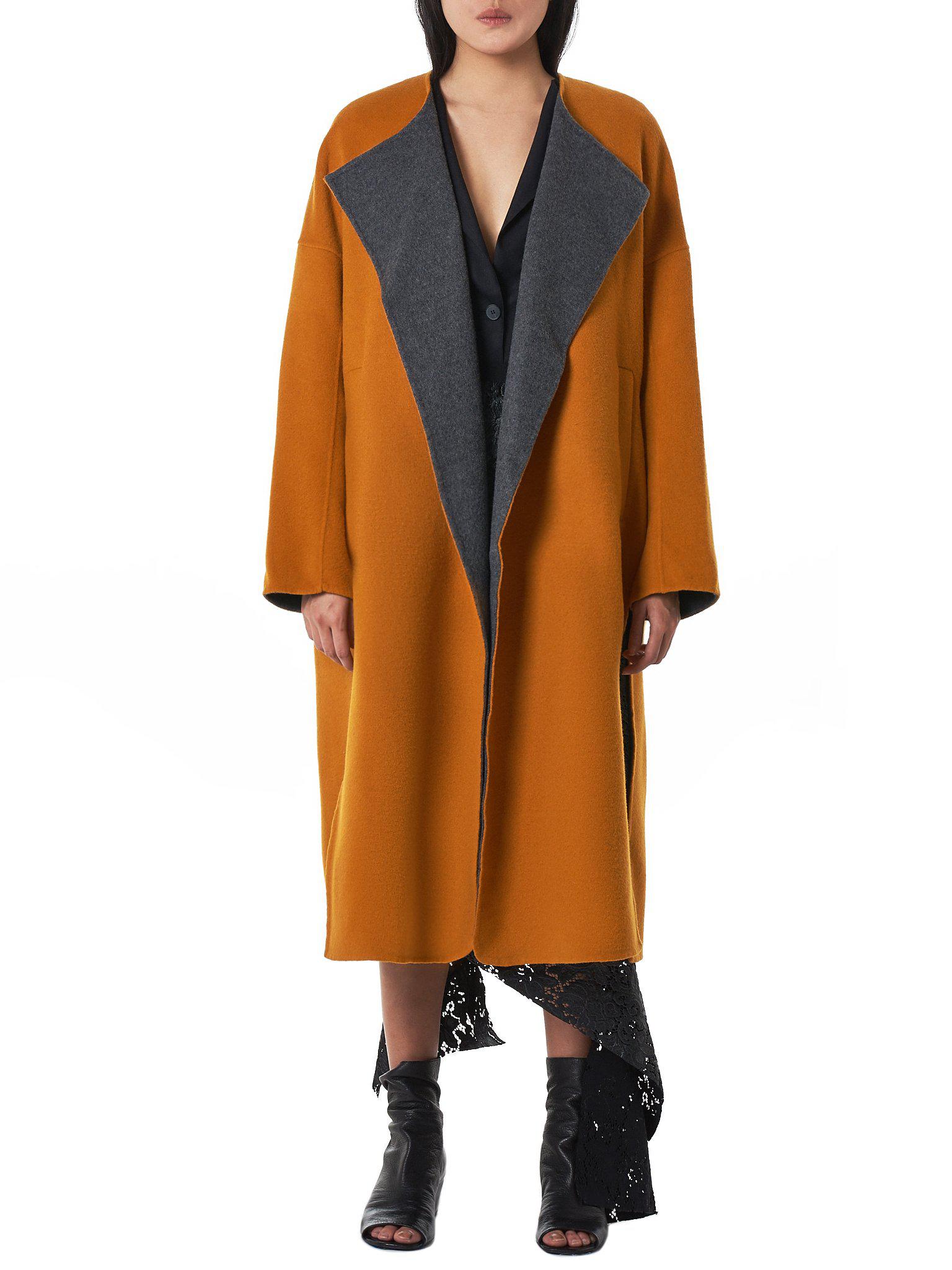 Enfold Wool Slashed Overcoat in Orange - Lyst