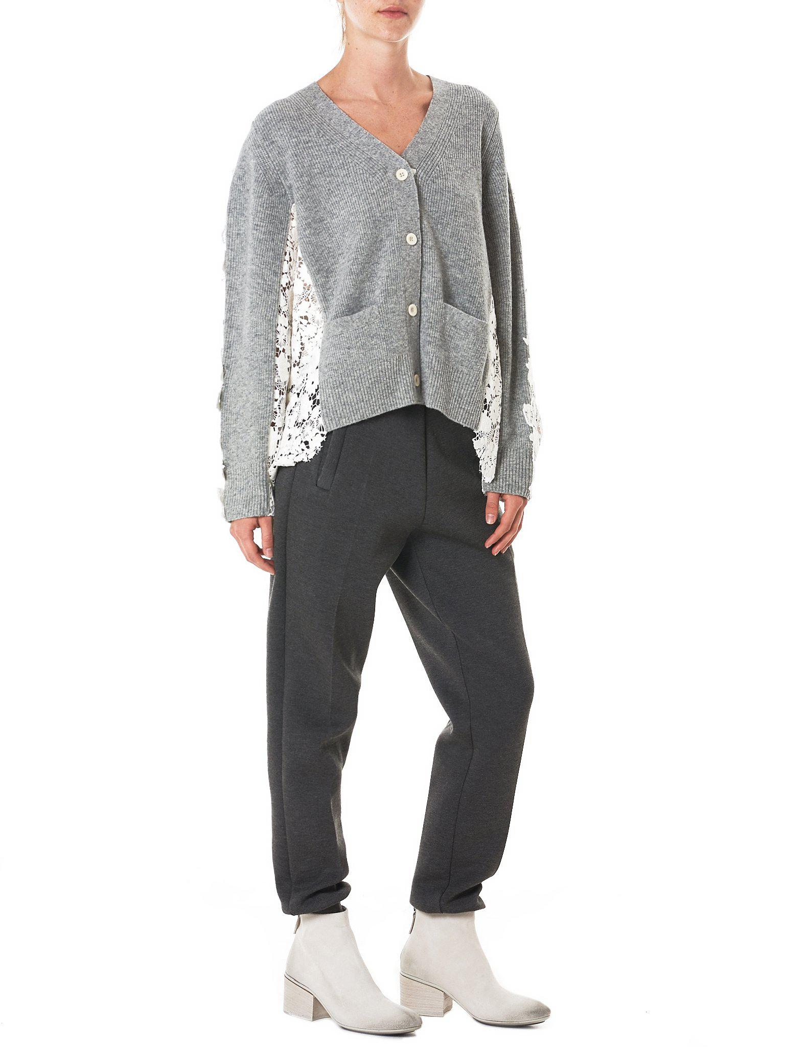 Sacai Floral Lace Knit Cardigan | Lyst