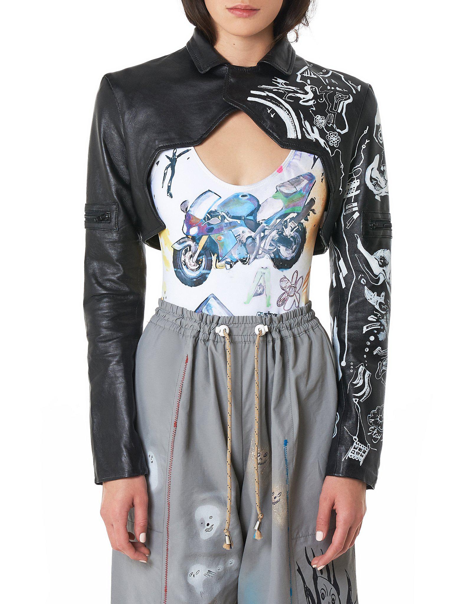 Claire Barrow Black Cut Off Leather Jacket