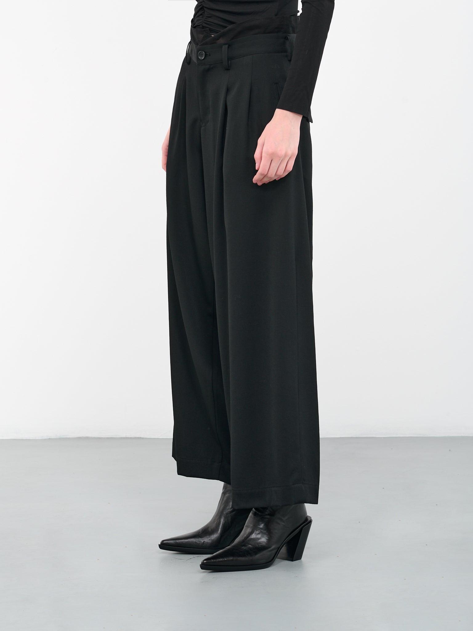 Yohji Yamamoto Gabardine Pleated Wide Trousers in Black | Lyst