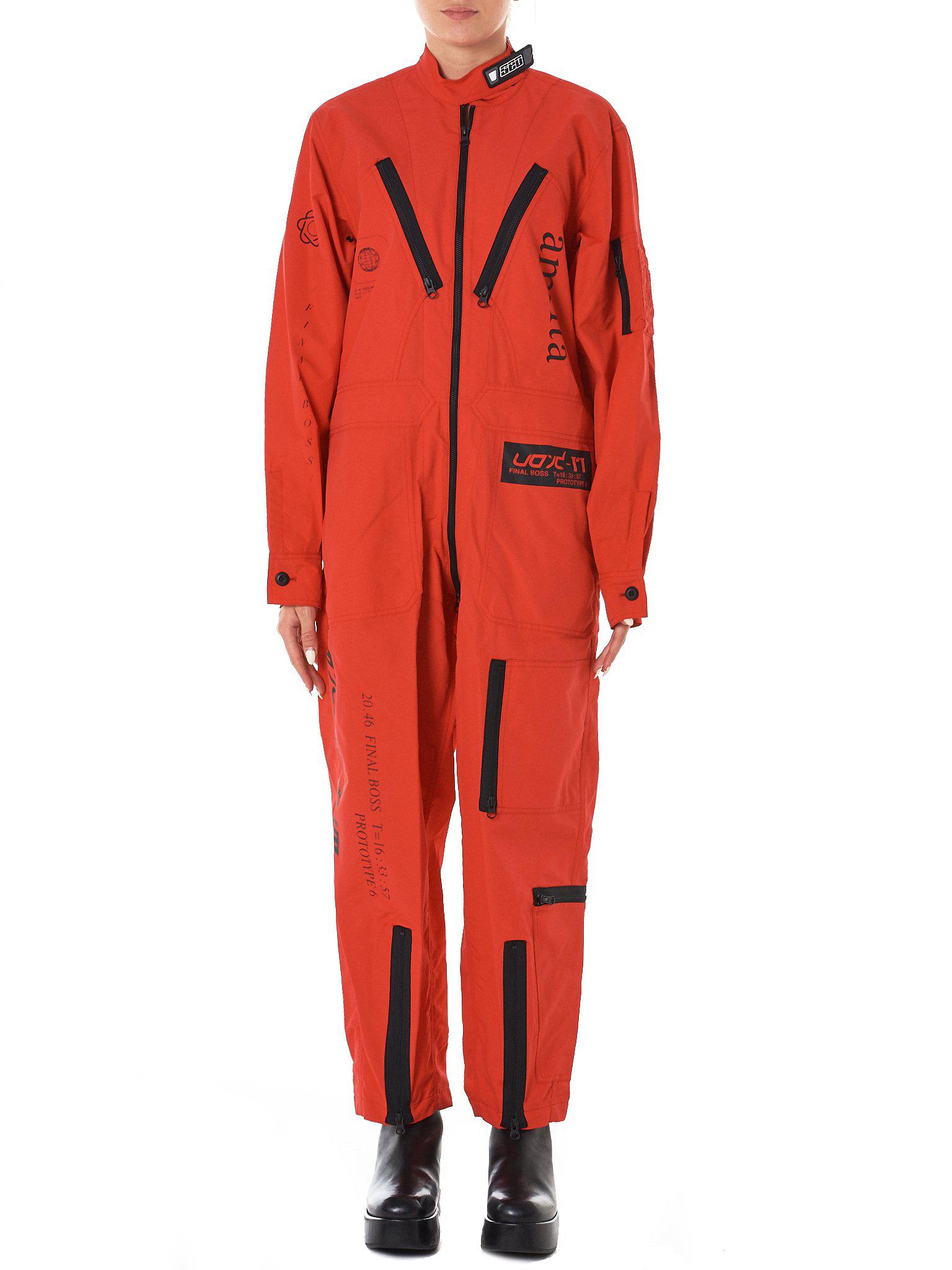 red utility suit