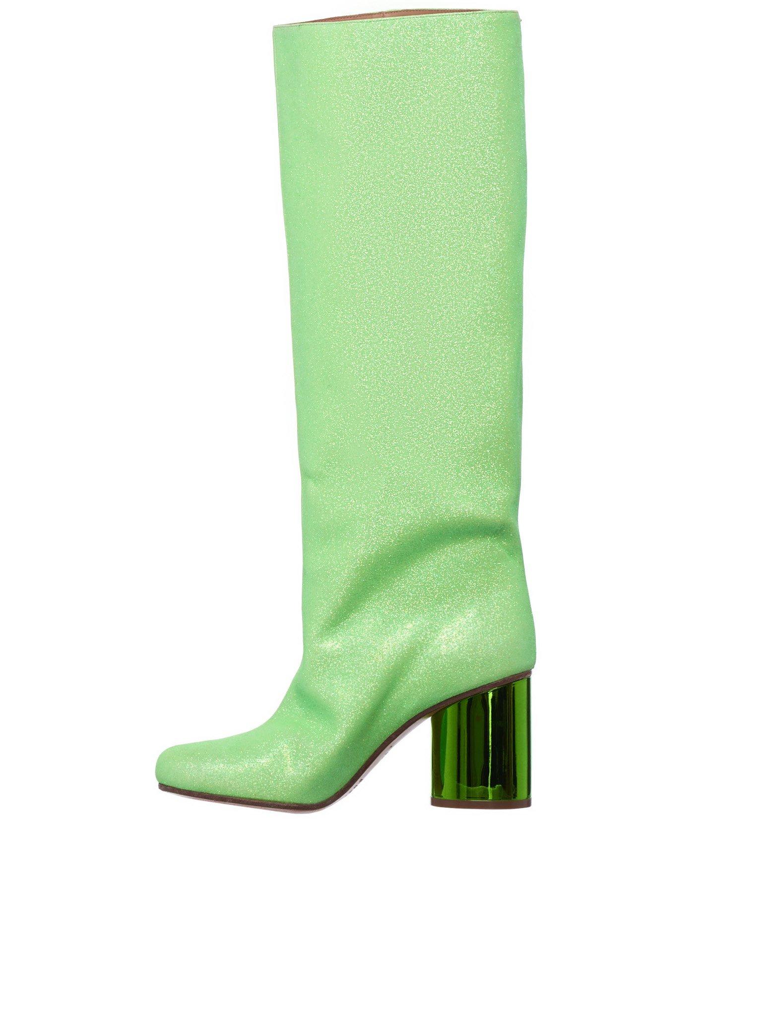 green sparkle boots