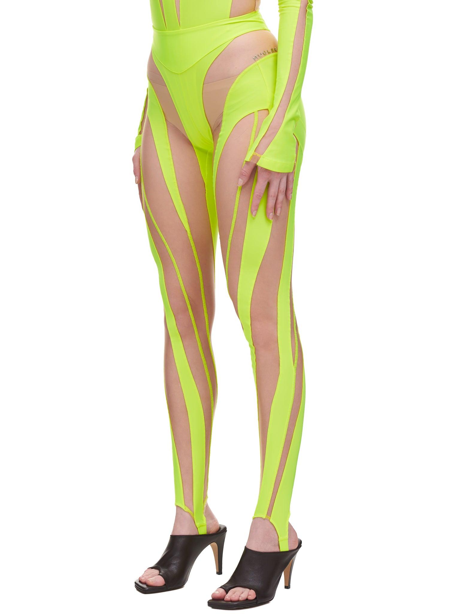 Mugler Synthetic Sheer Spiral Leggings 
