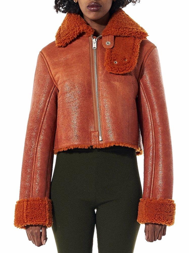 Yeezy Leather Cropped Shearling Flight Jacket | Lyst