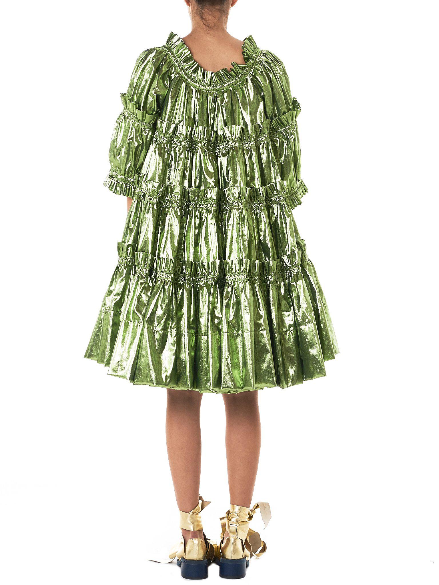Lyst - Molly Goddard Metallic Ruche Dress in Green