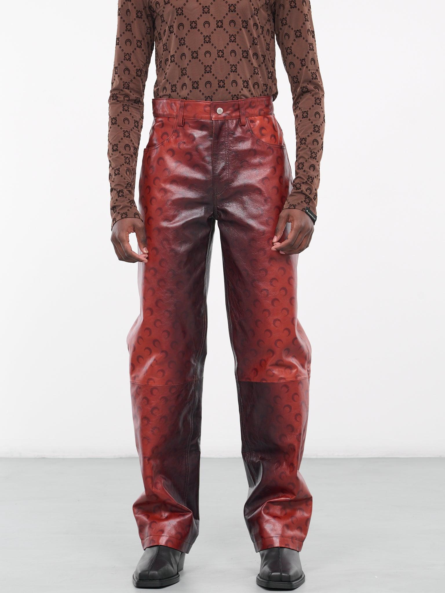 Marine Serre Airbrushed Leather Pants in Red for Men | Lyst