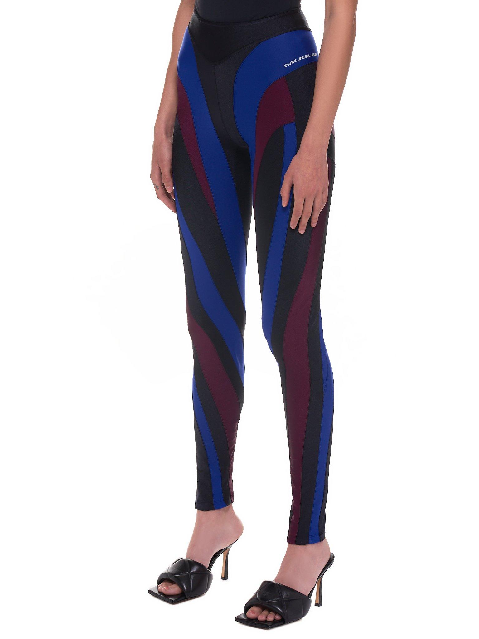 Mugler Synthetic Multipanel Stretch Leggings in Blue Lyst