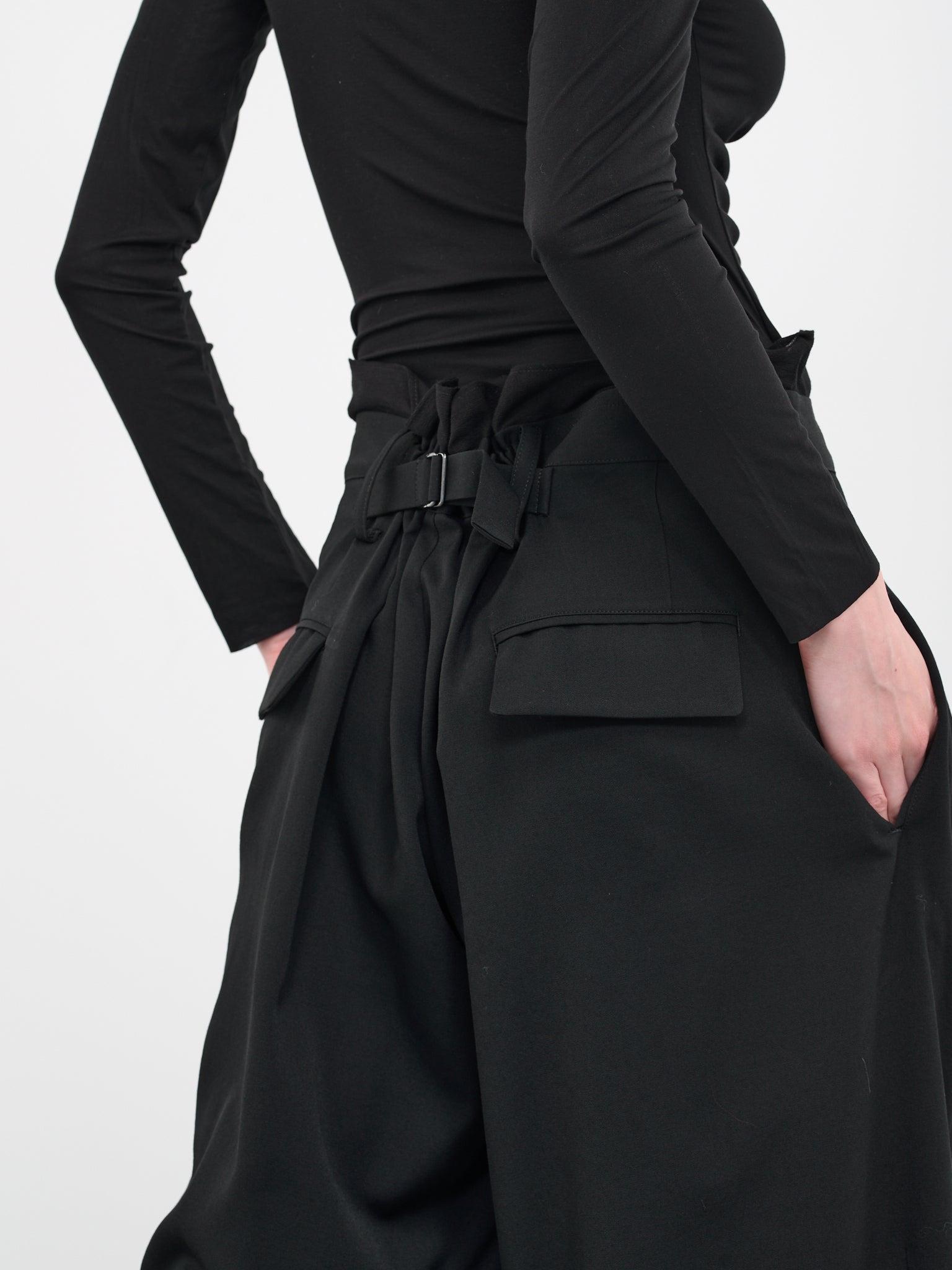 Yohji Yamamoto Gabardine Pleated Wide Trousers in Black | Lyst