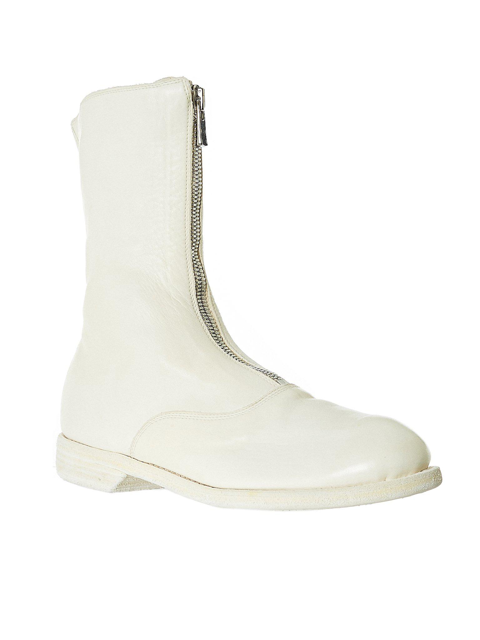 white zip boots