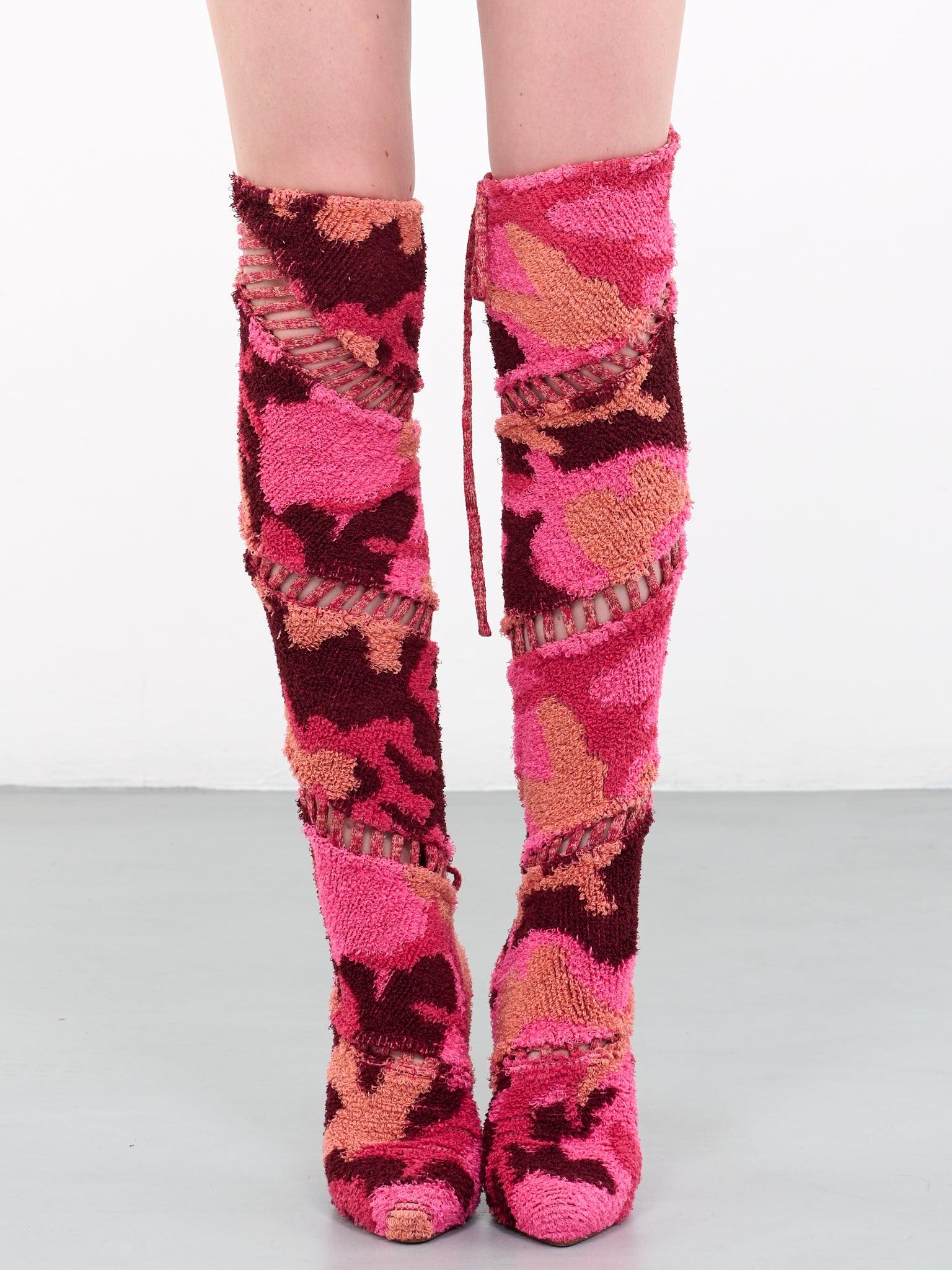 Isa Boulder Kneehigh Knit Boots in Red Lyst