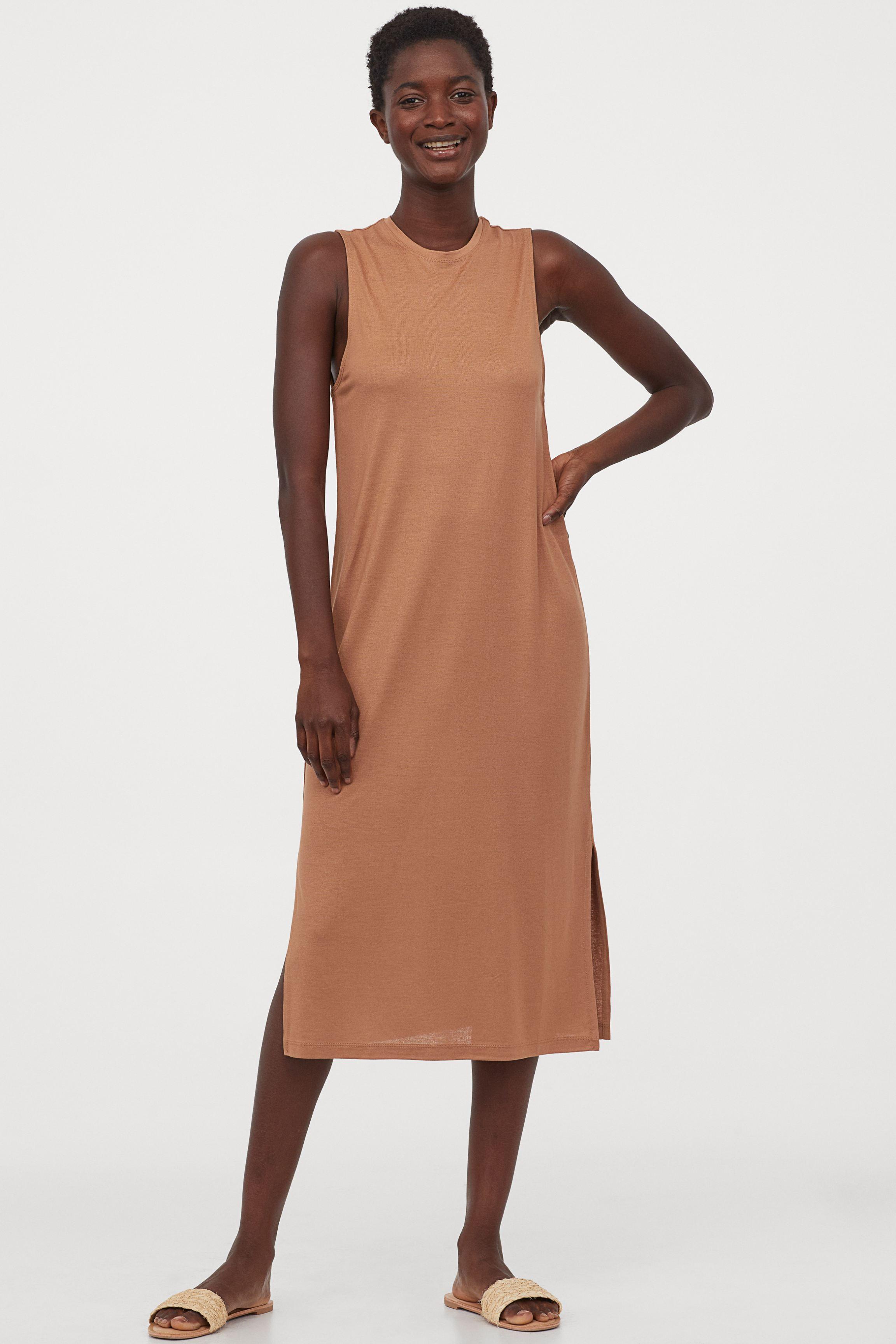 H&M Sleeveless Jersey Dress in Beige (Natural) - Lyst