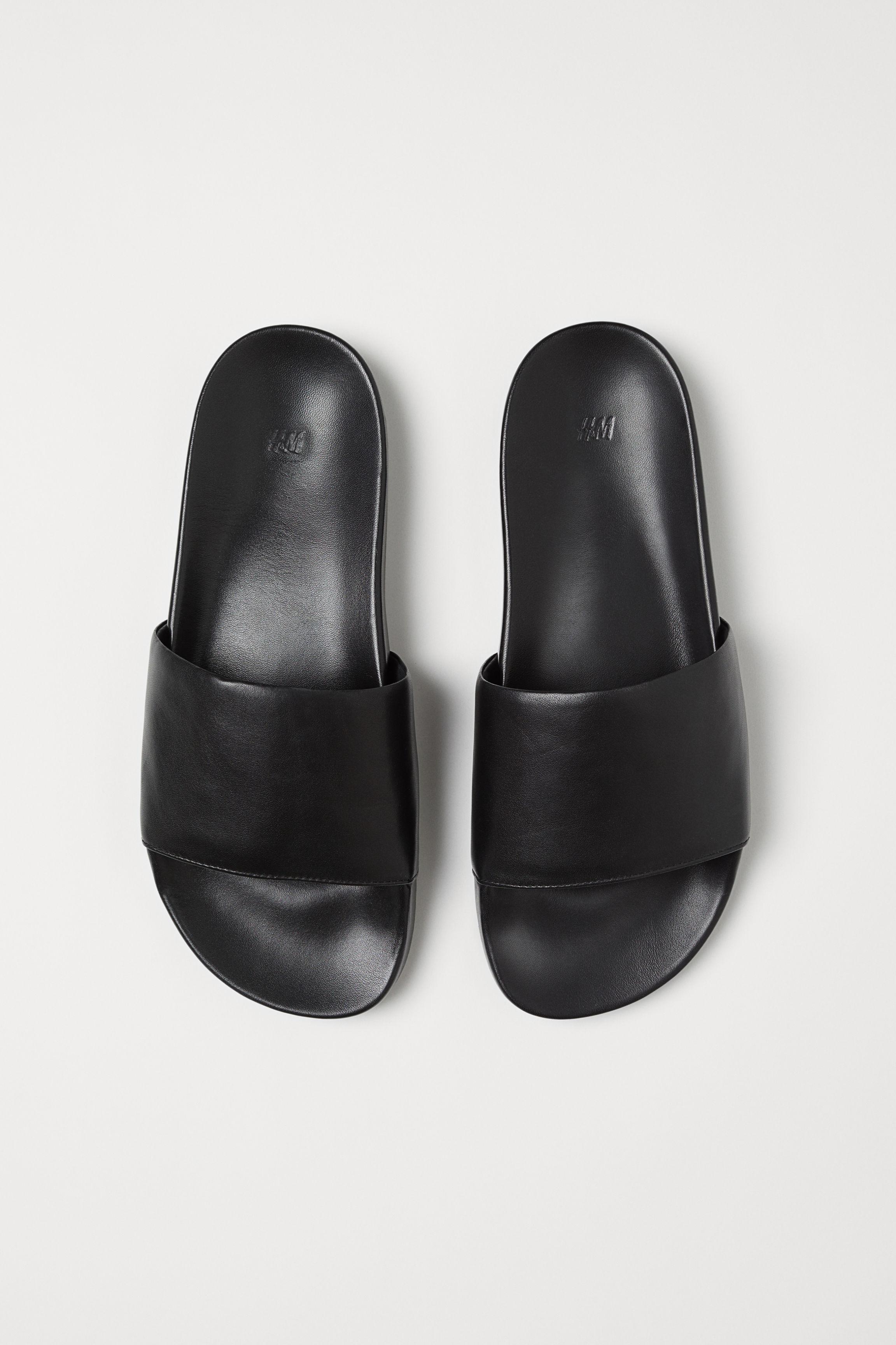 H&amp;M Leather Pool Shoes in Black for Men Lyst