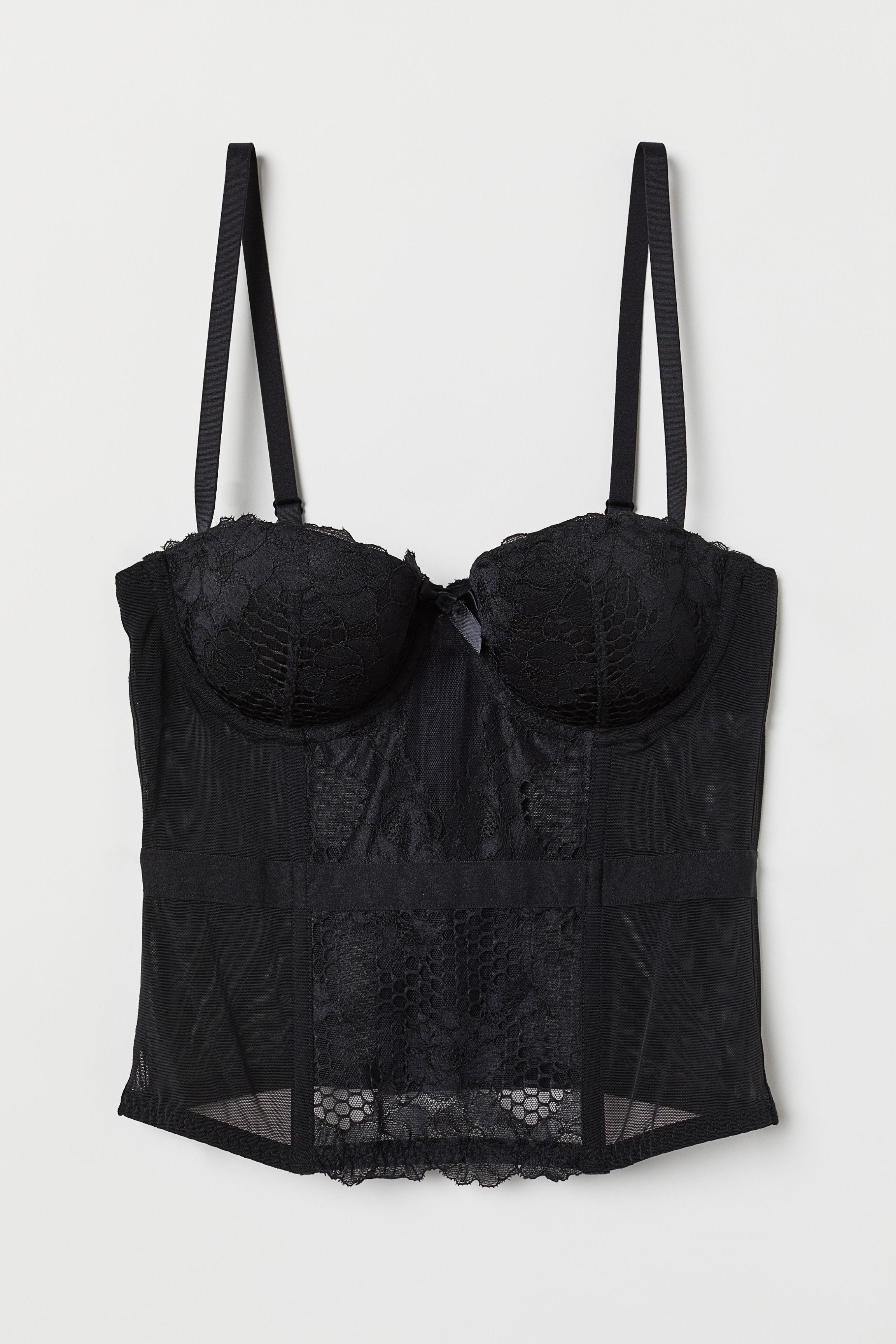 H&M Corset With A Balconette Bra in Black | Lyst