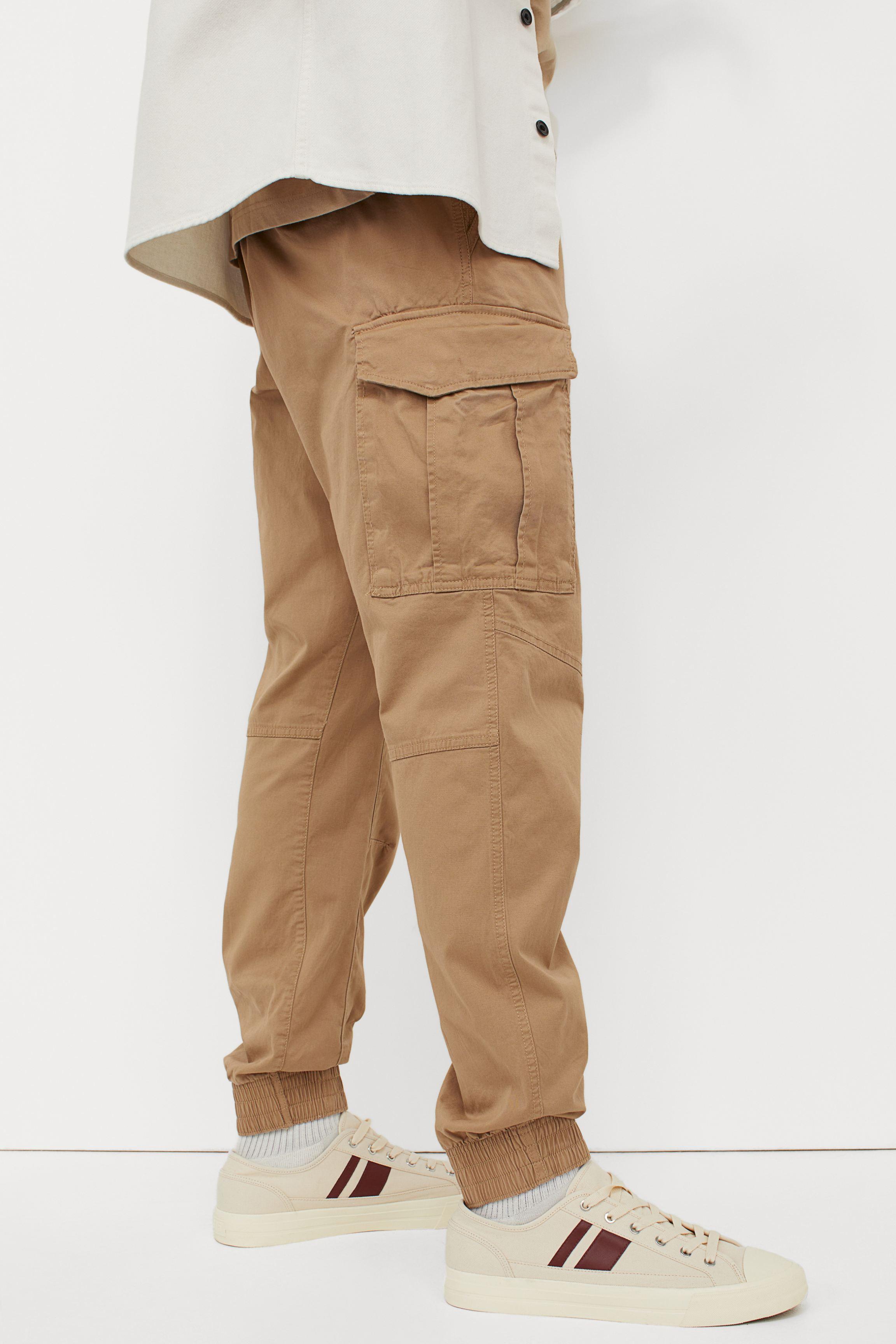 H&M Cotton Cargo joggers in Beige (Natural) for Men | Lyst