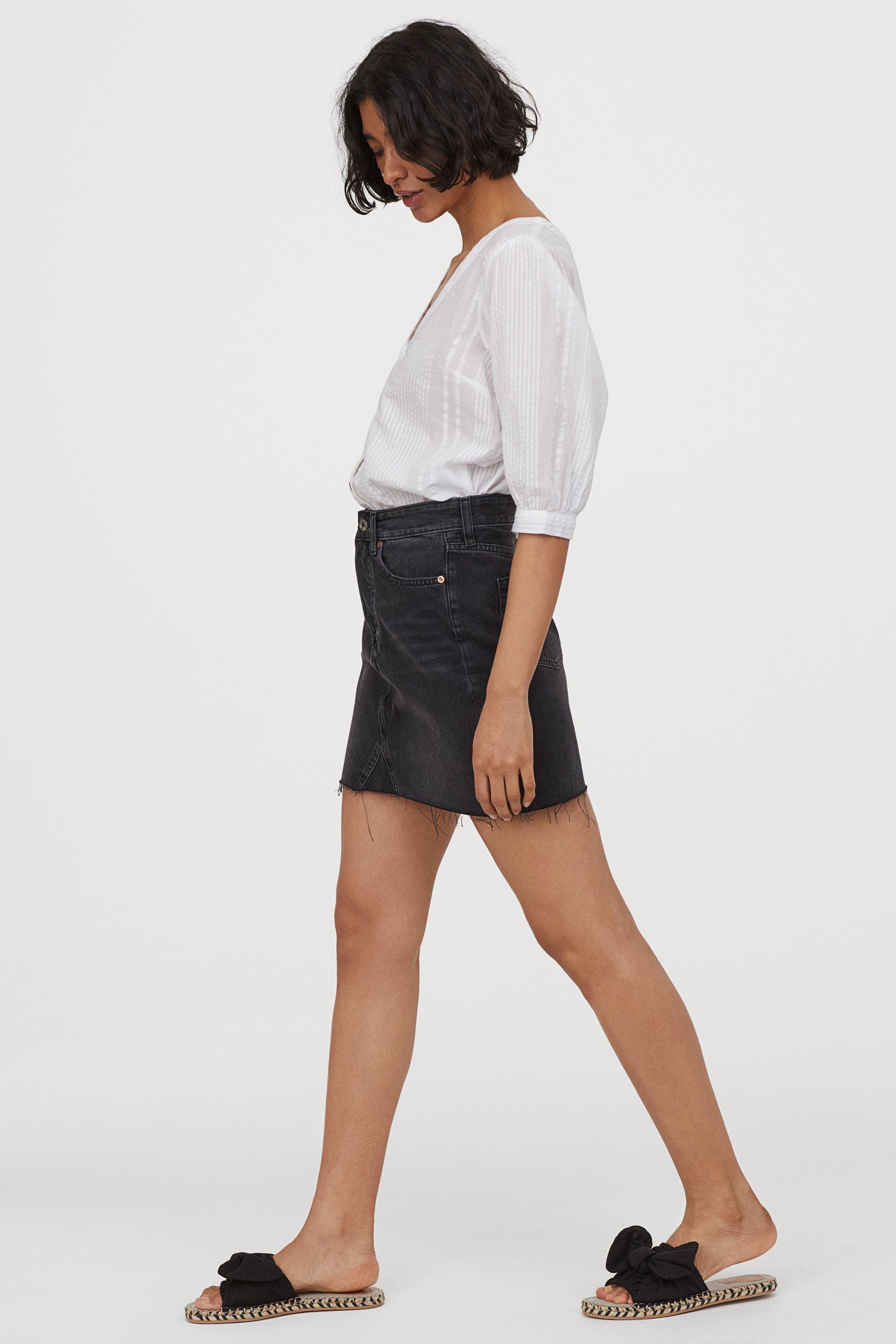 hm black denim skirt