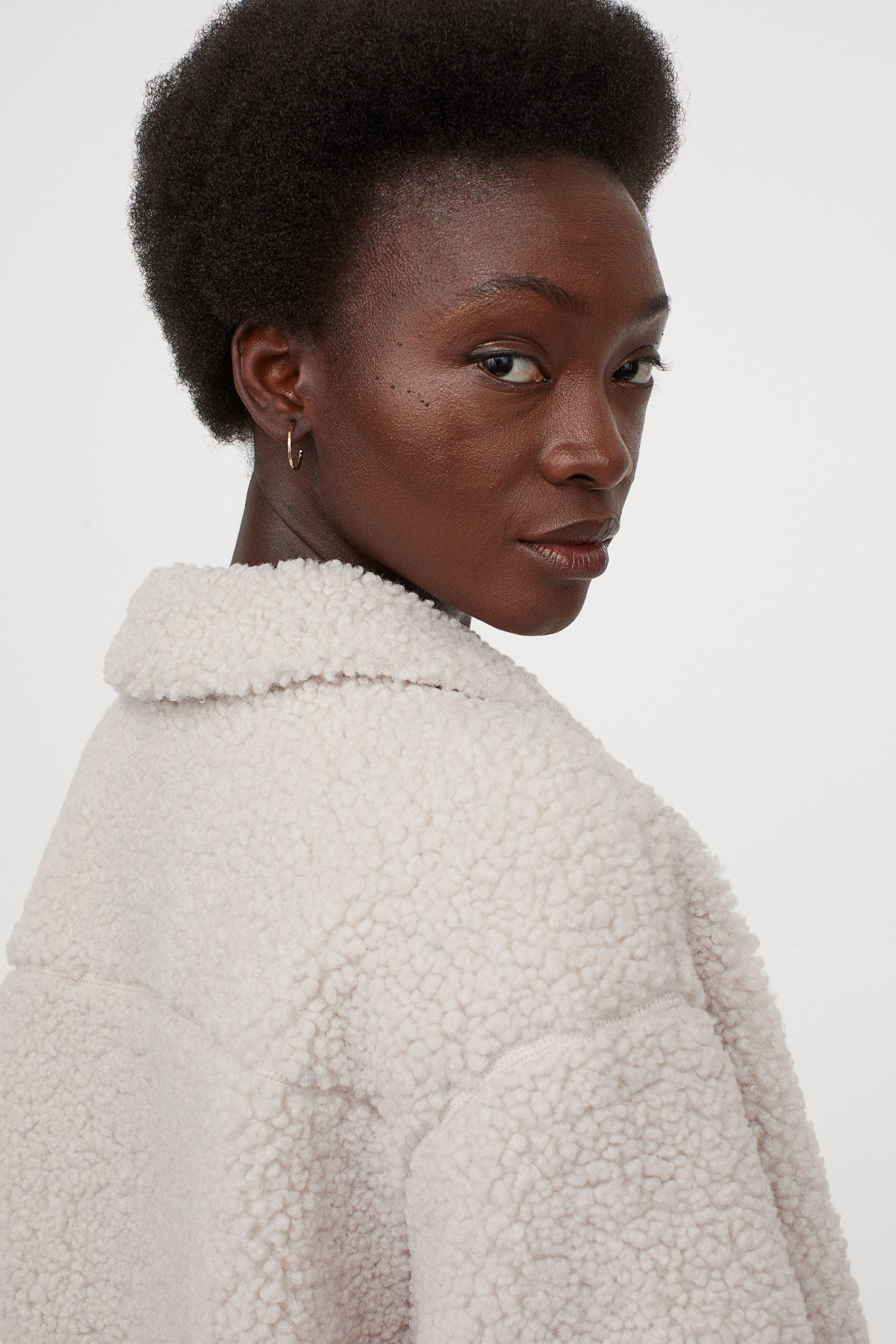 faux shearling shirt jacket h&m