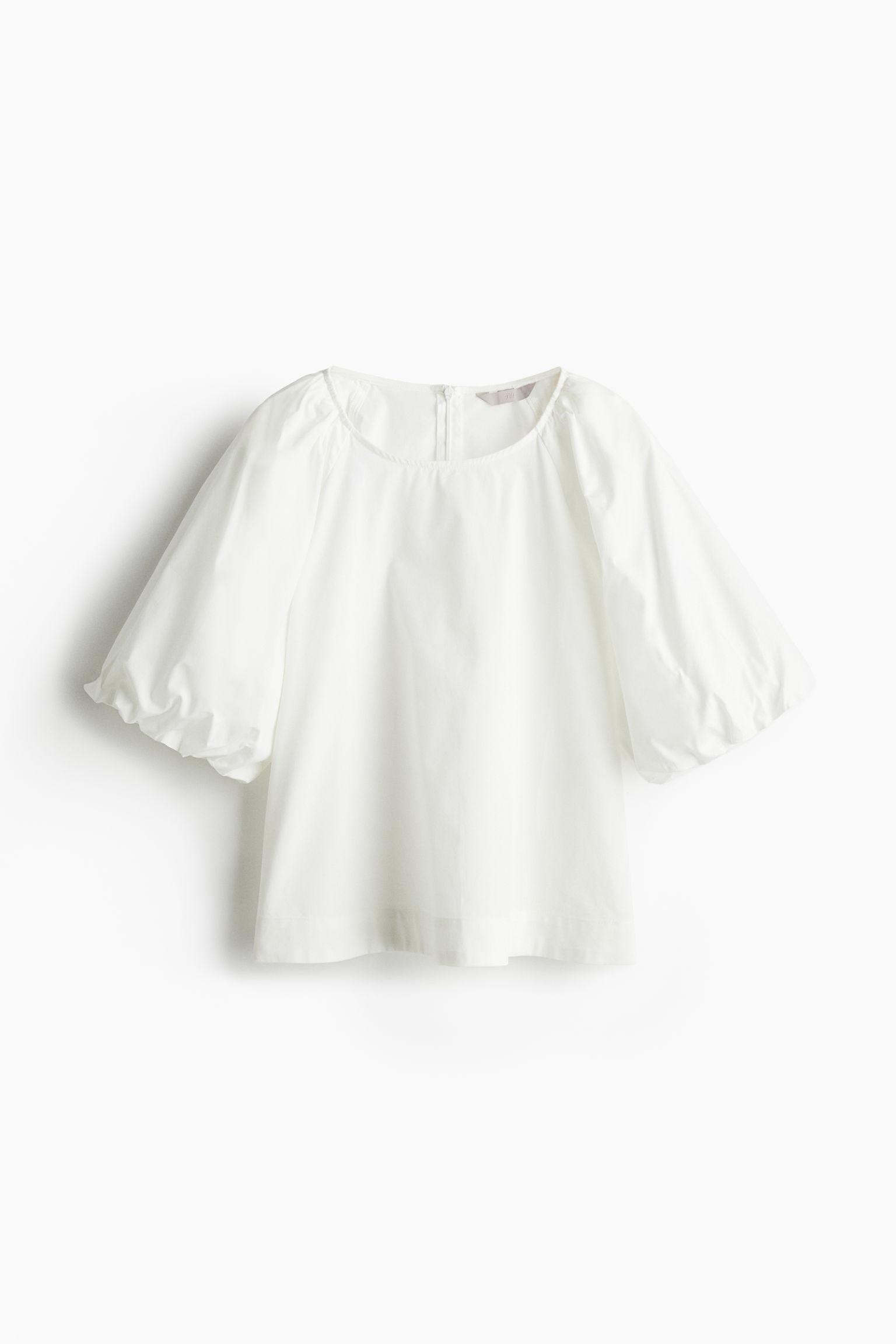 H M Blouse Met Pofmouwen in het Wit Lyst NL