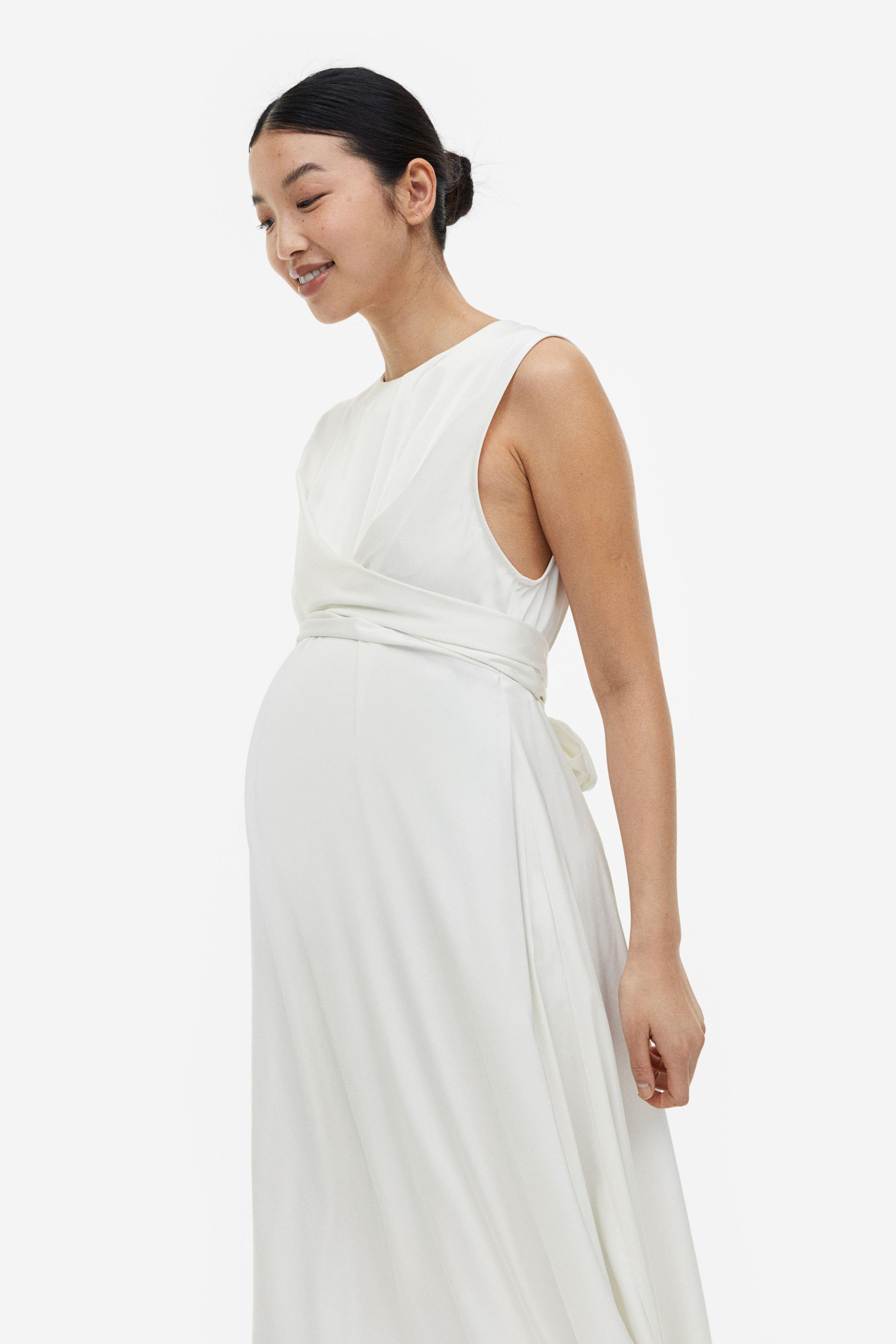 H&M Mama Satin Dress in White | Lyst