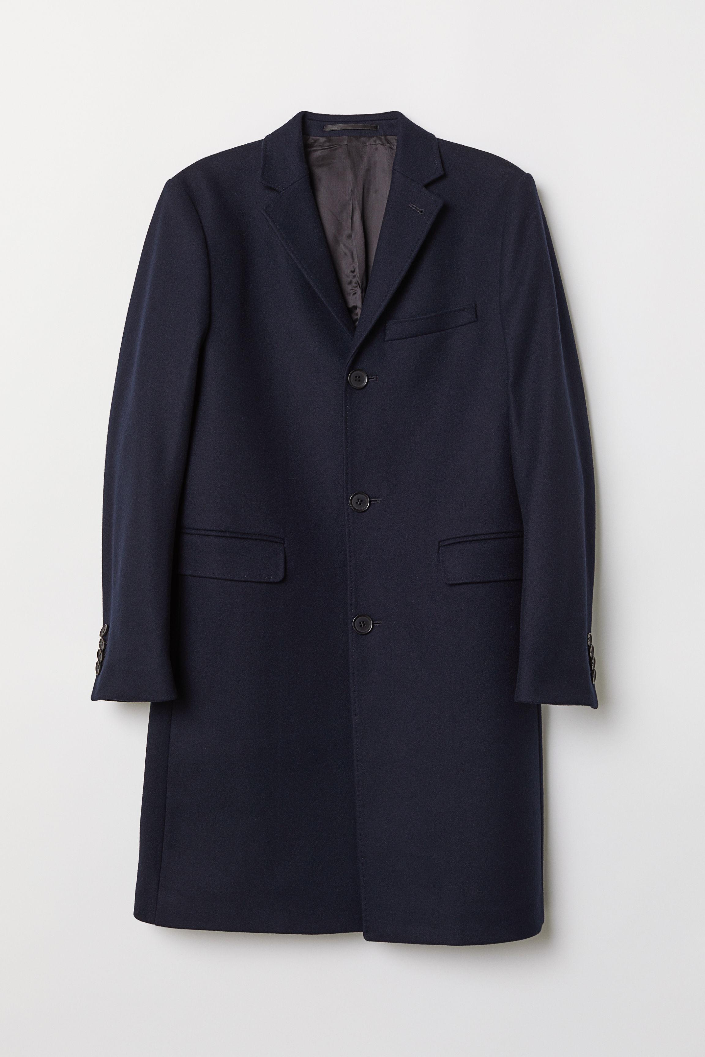 H&M Cashmere-blend Coat in Blue for Men - Lyst