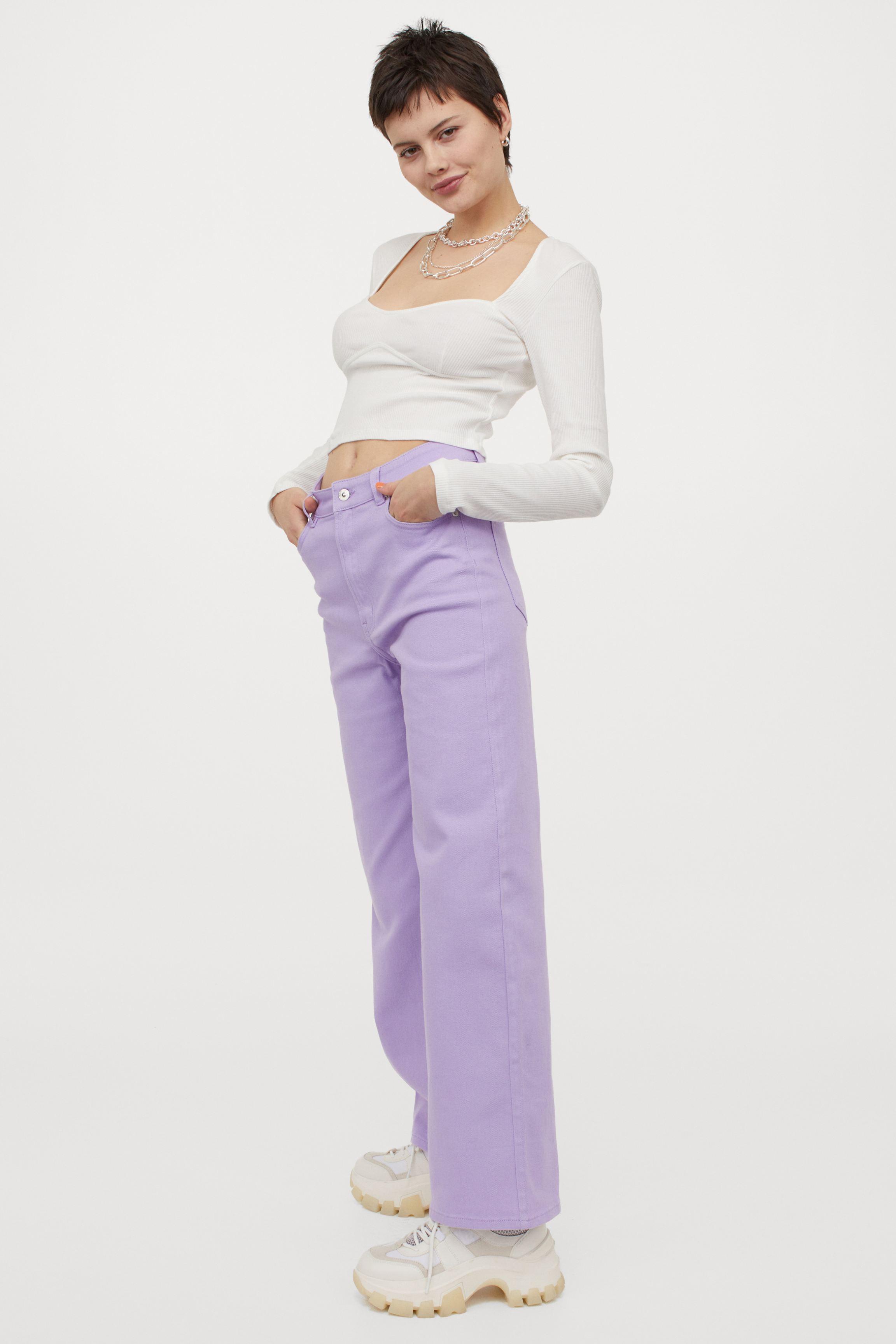 H\u0026M Cotton Wide-leg Twill Pants in 