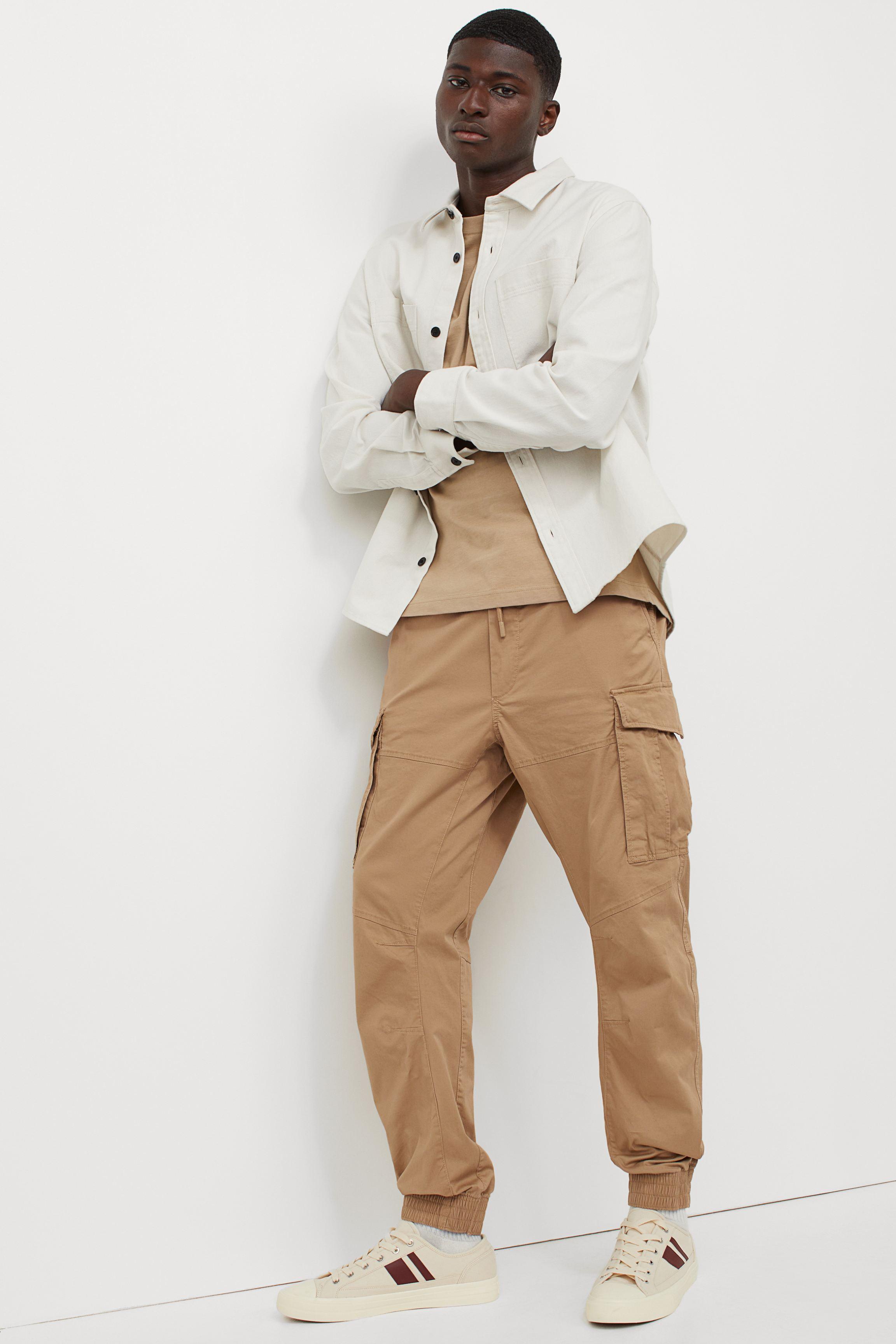 H\u0026M Cotton Cargo joggers in Beige 