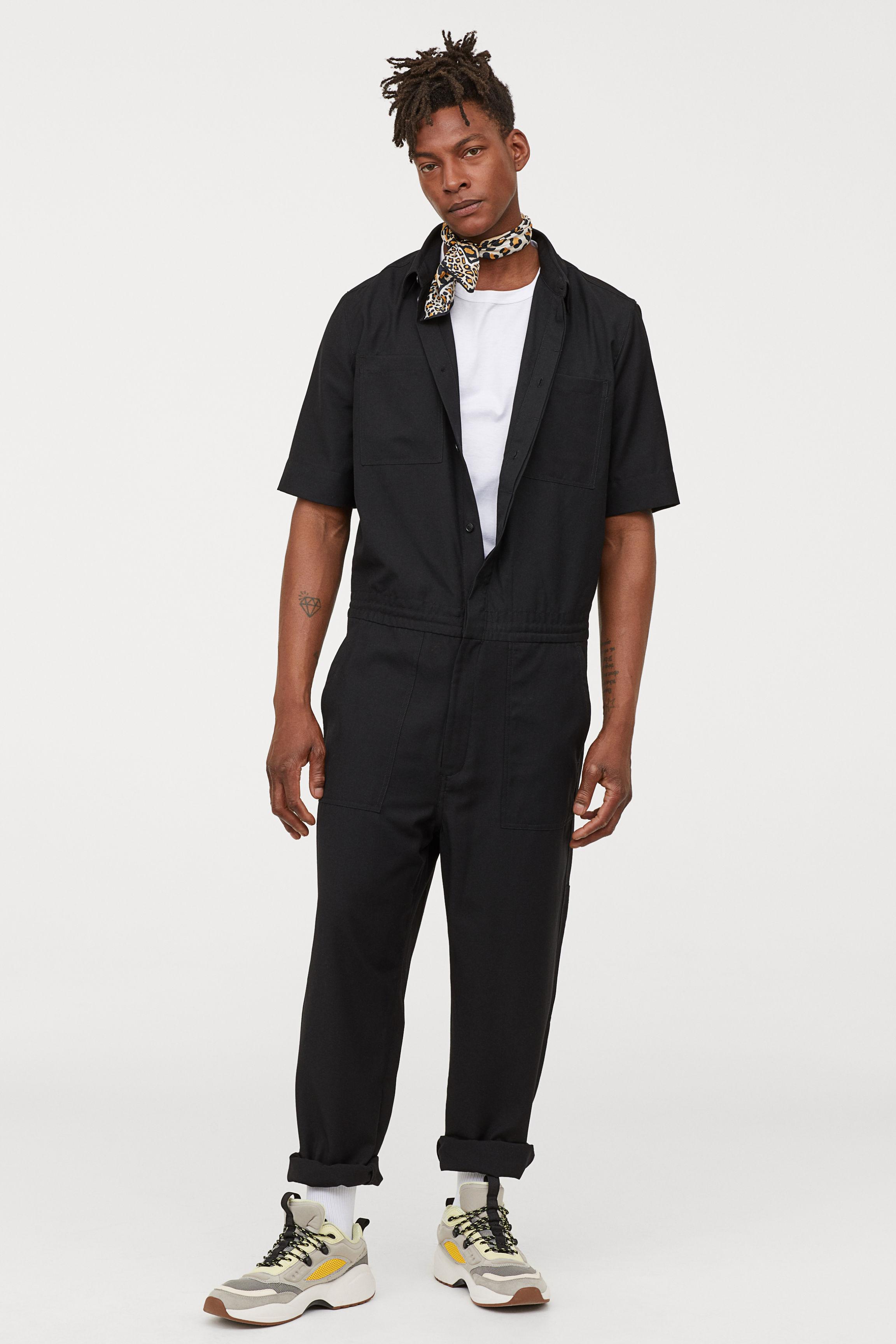 H&M Short-sleeved Boiler Suit in Black for Men | Lyst