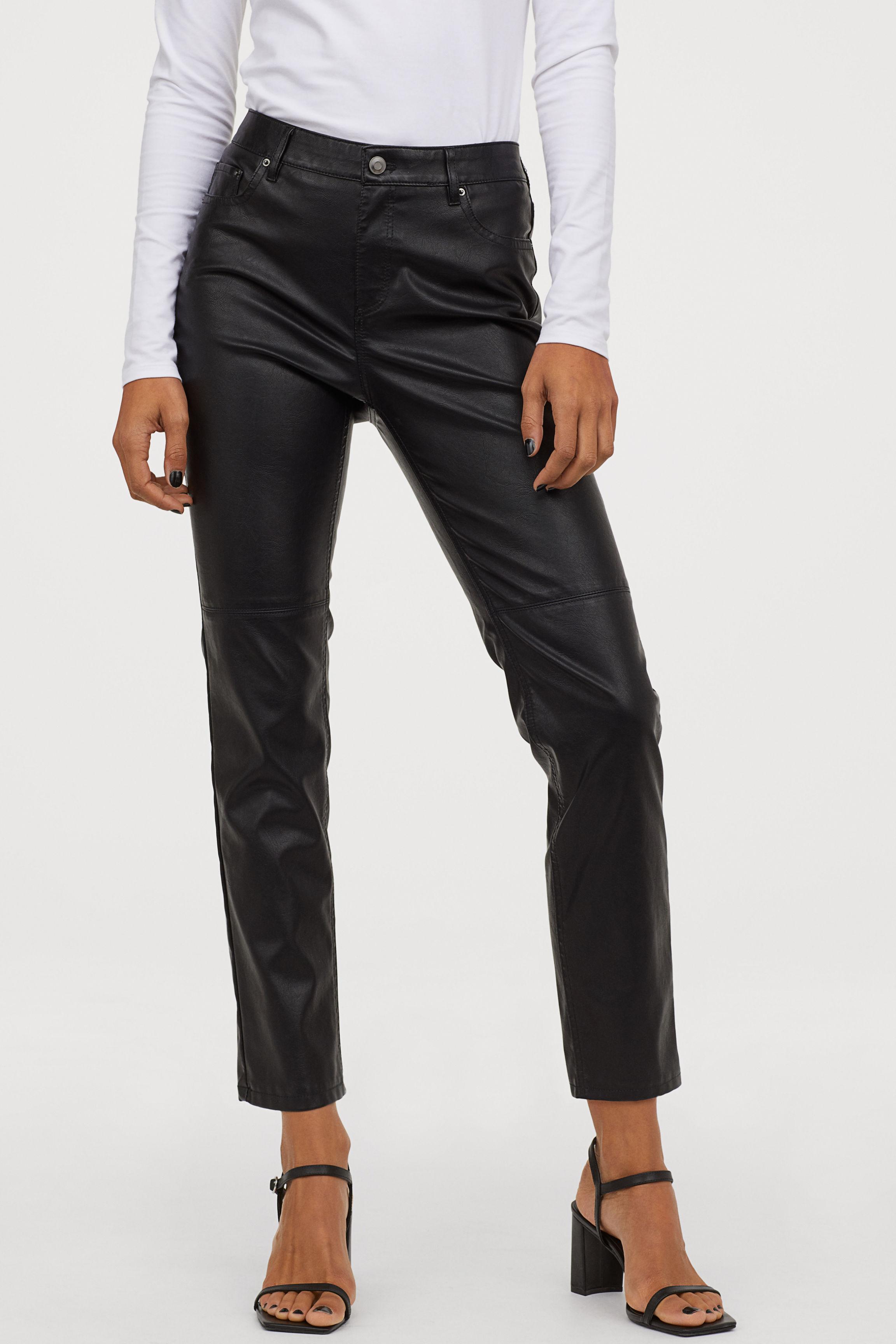 H&M Faux Leather Pants in Black - Lyst