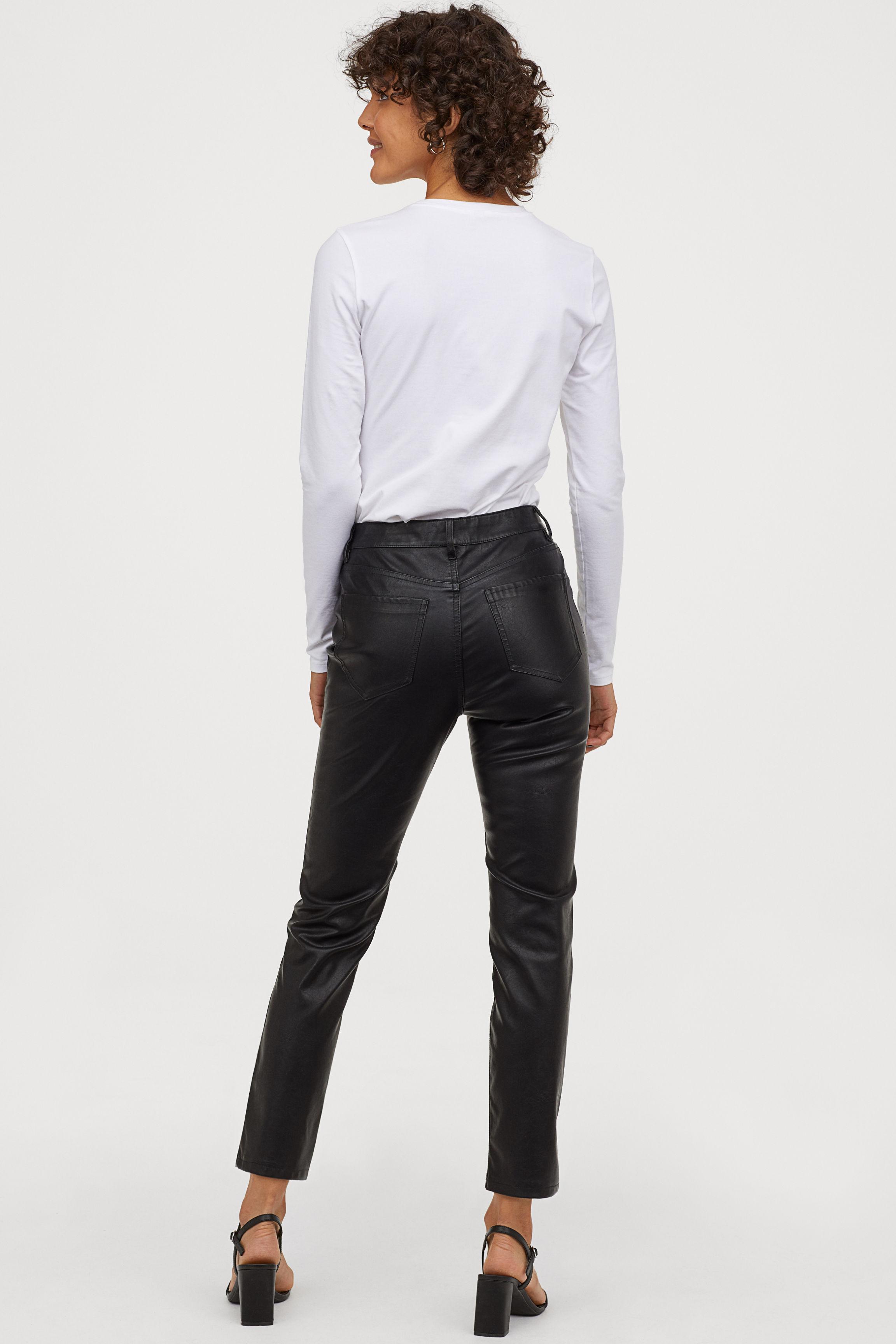 black faux leather pants