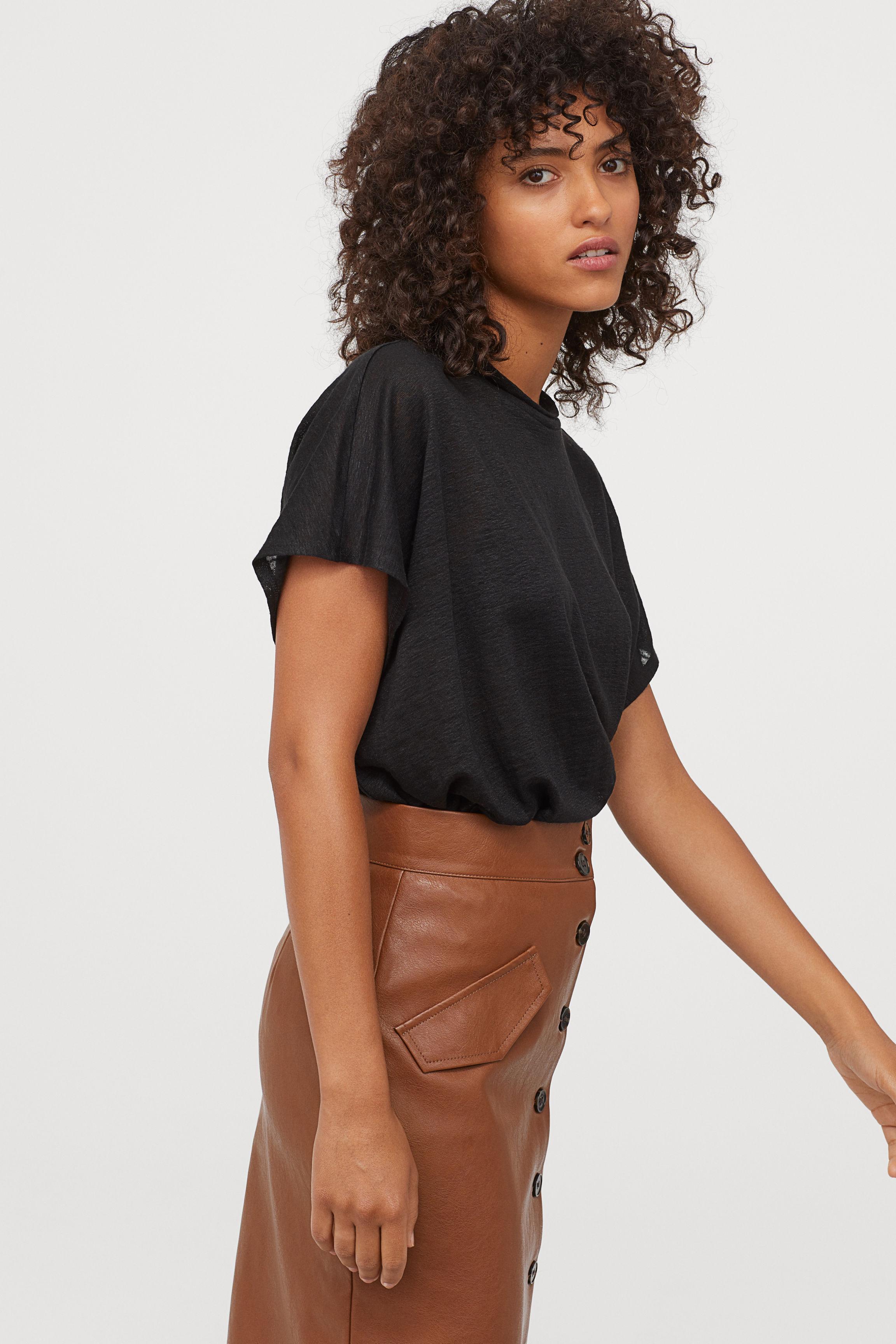 button front skirt h&m