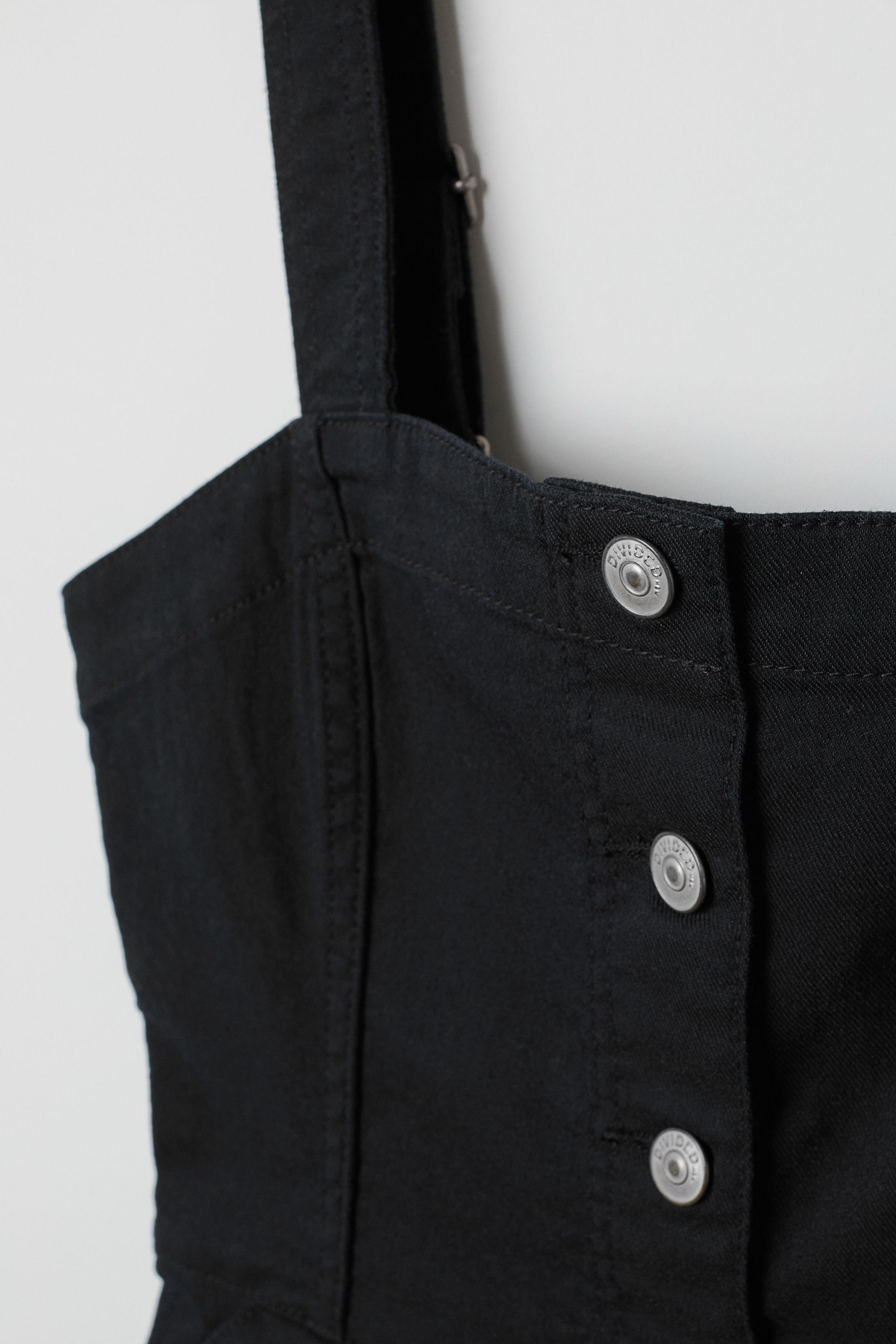 h&m black dungaree dress