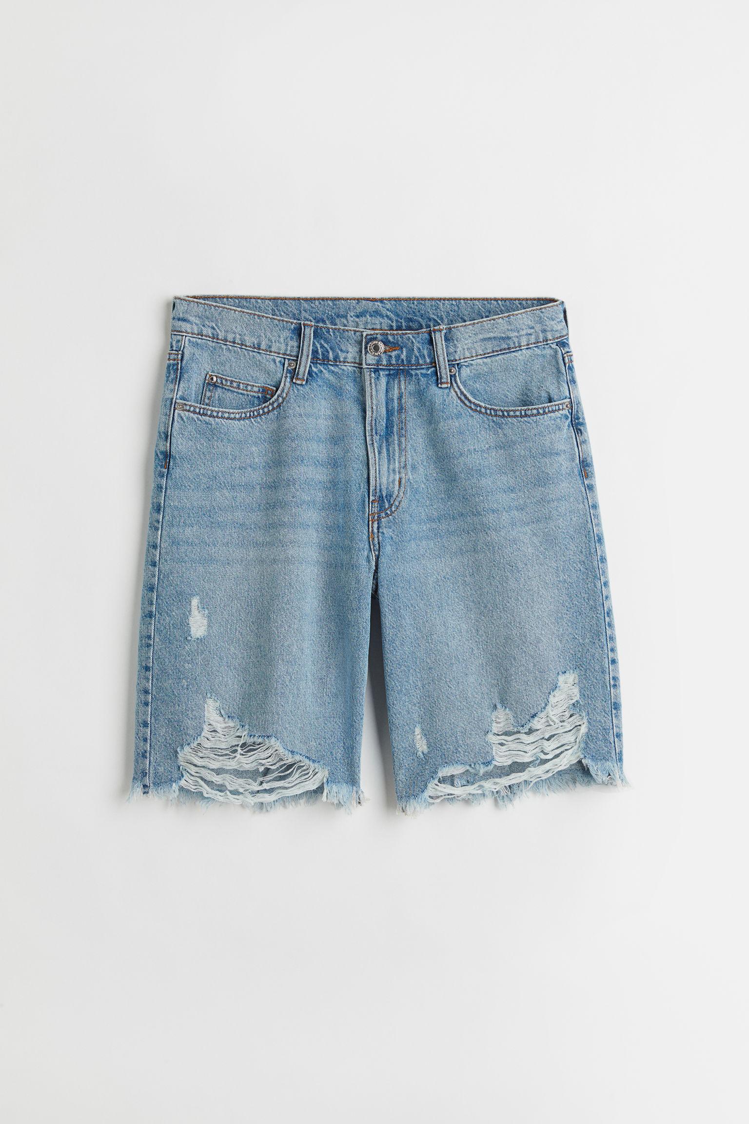 H\u0026M 90s Baggy Low Denim Shorts in Blue 